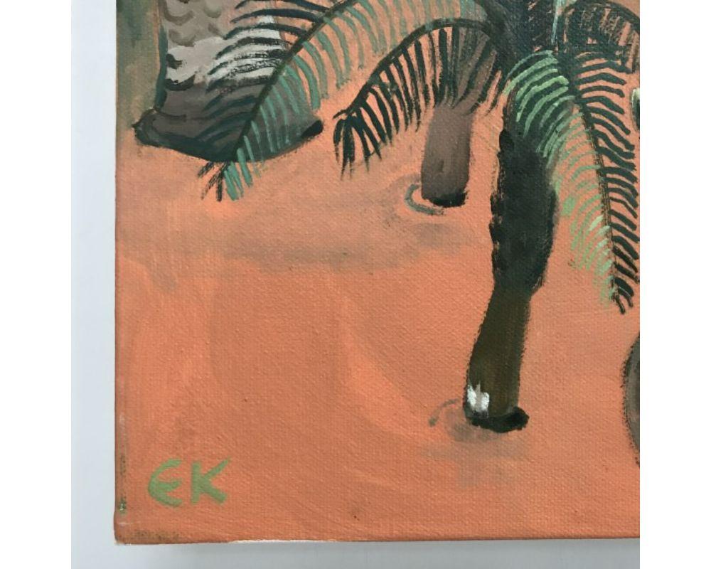 Majorelle Gardens with Palms in Oil on Canvas, Painting by Elaine Kazimierczuk For Sale 5