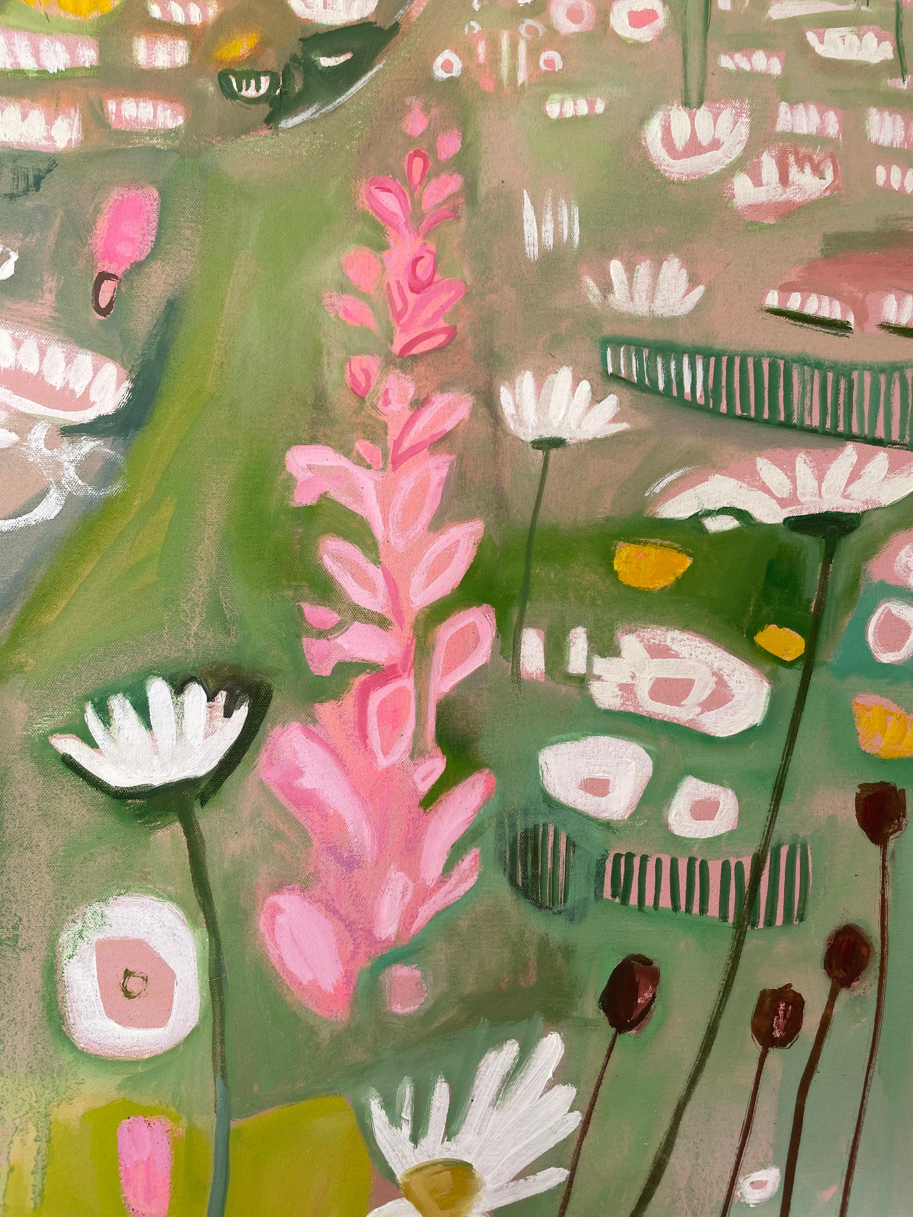 Nouveau Ryewater Diptyque, peinture originale, peinture florale abstraite - Painting de Elaine Kazimierczuk