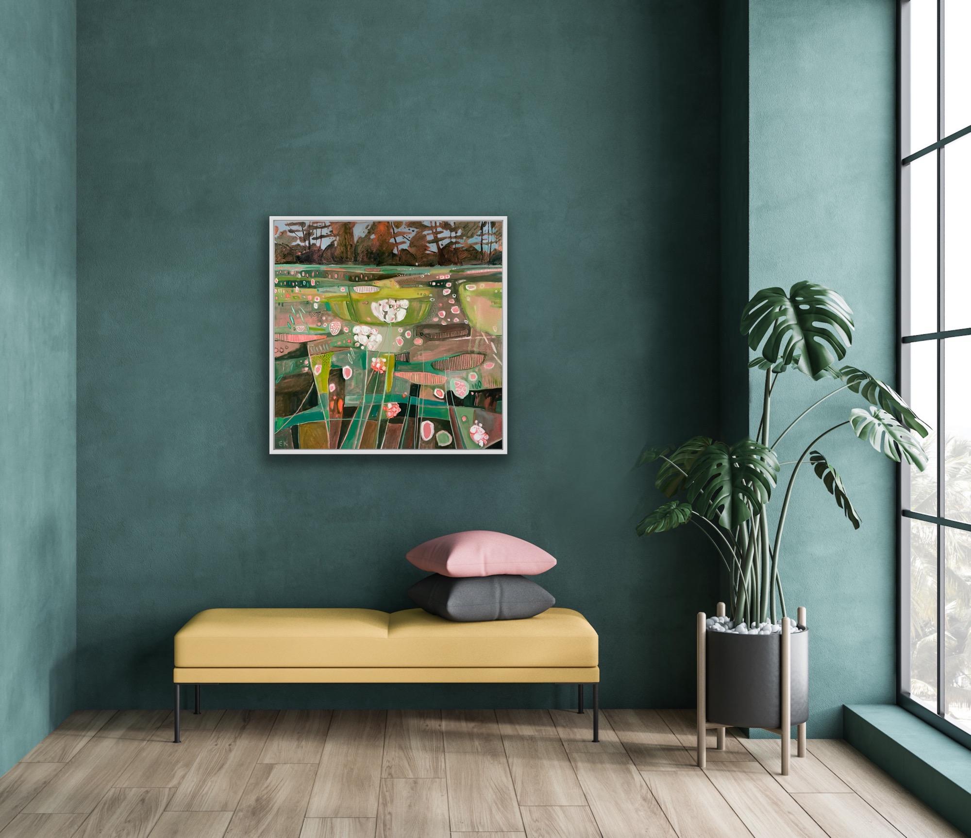 New Tuscany Dittico pannello sinistro, dipinto originale, paesaggio - Painting di Elaine Kazimierczuk