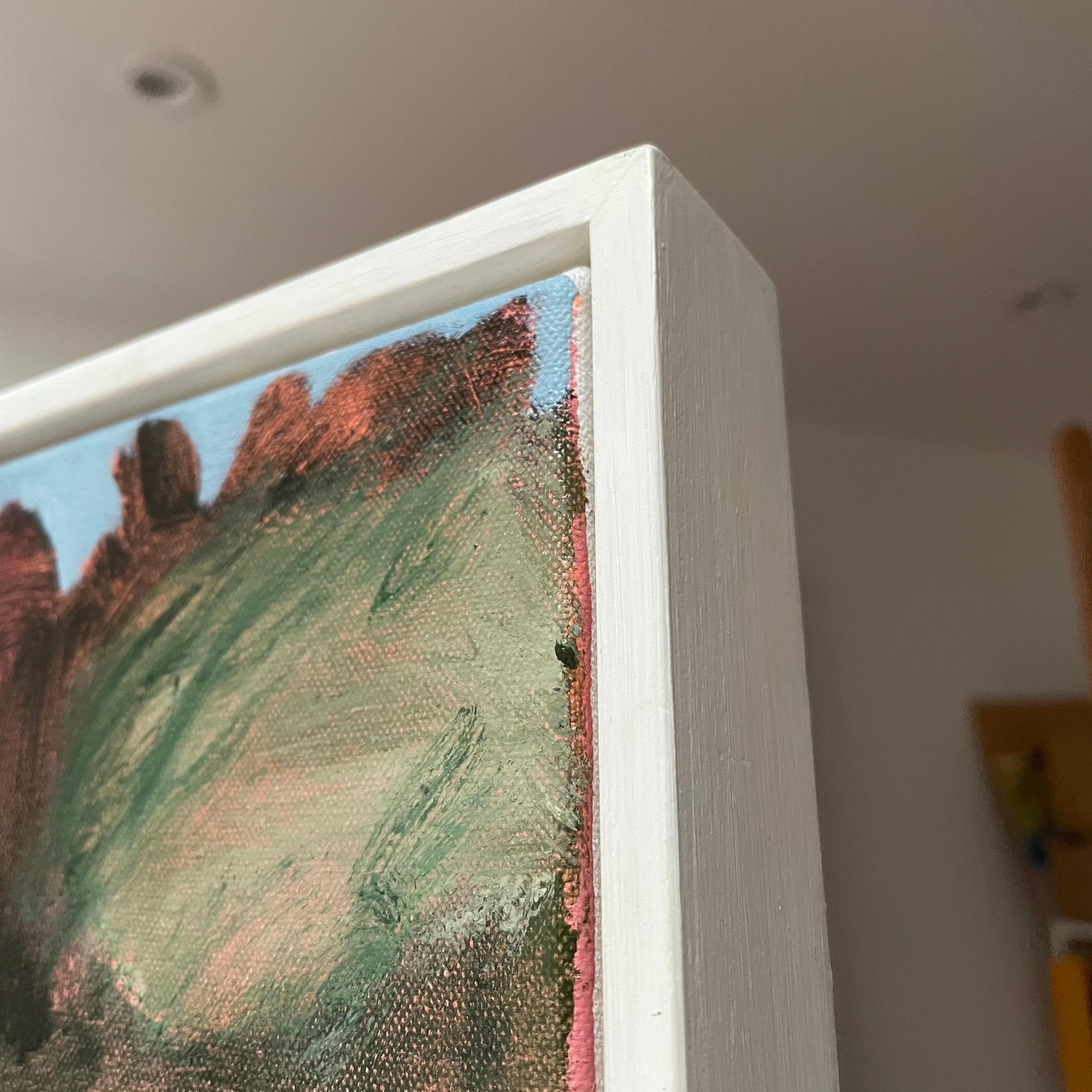 New Tuscany Dittico pannello sinistro, dipinto originale, paesaggio - Landscape Painting Grigio di Elaine Kazimierczuk