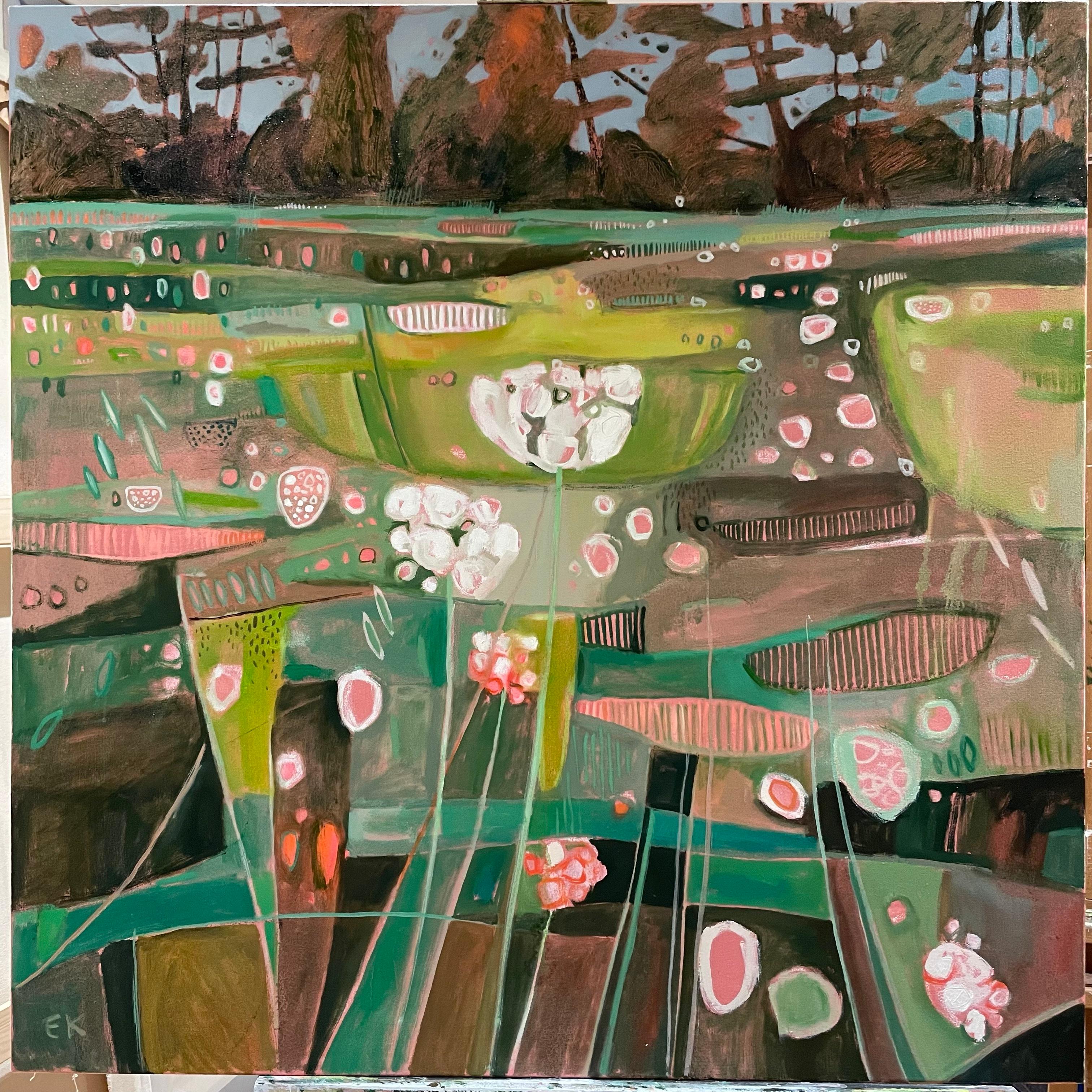 Landscape Painting di Elaine Kazimierczuk - New Tuscany Dittico pannello sinistro, dipinto originale, paesaggio