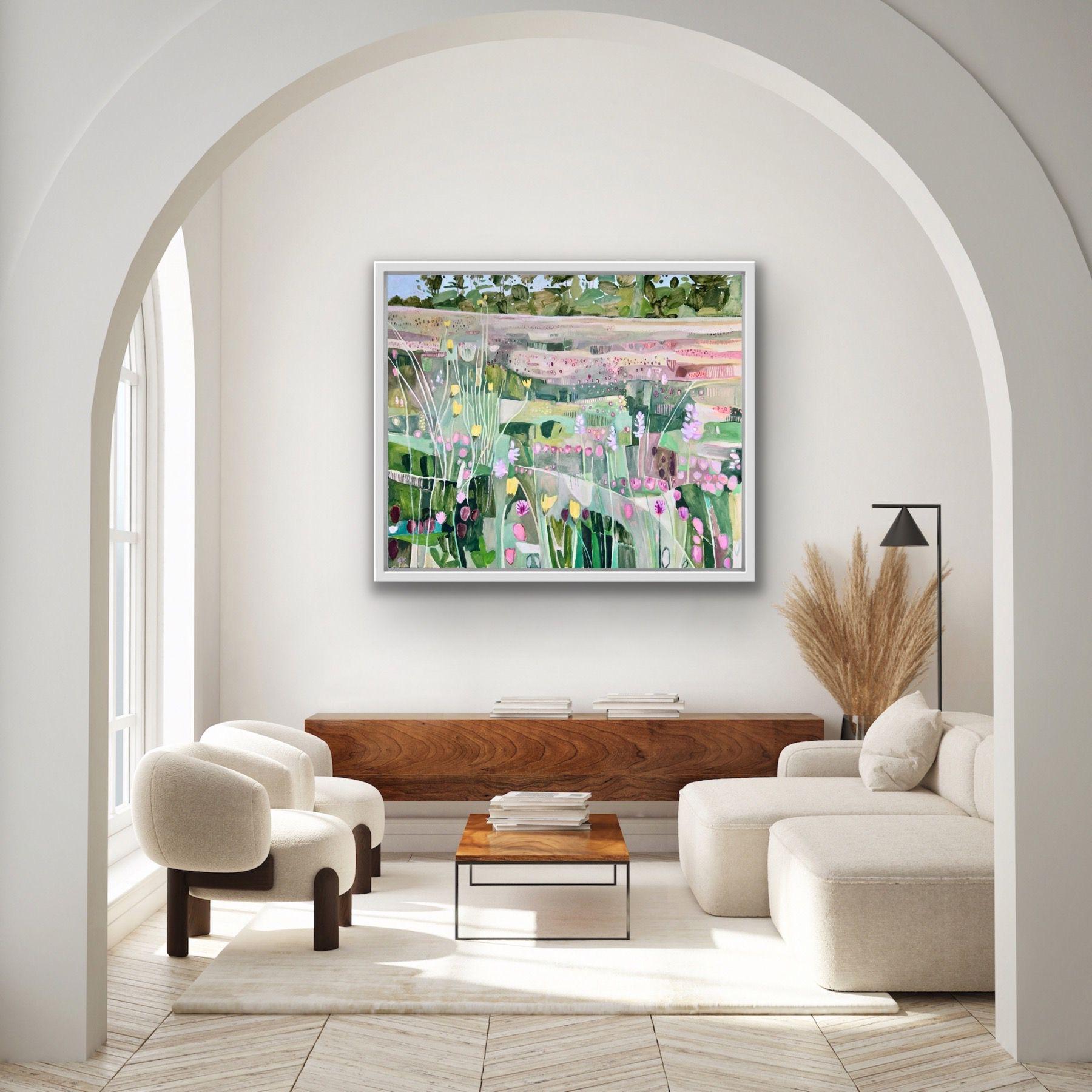 Orchidea Prato Revival, Paesaggio, floreale, Nature, Prati - Painting Astratto di Elaine Kazimierczuk