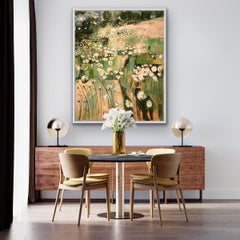 Ox- Eye Daisies with Wild Roses, Large Semi Abstract Style Floral Statement Art