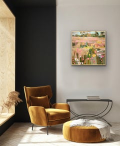 Díptico Ryewater en Sol de atardecer dorado panel izquierdo, pintura original