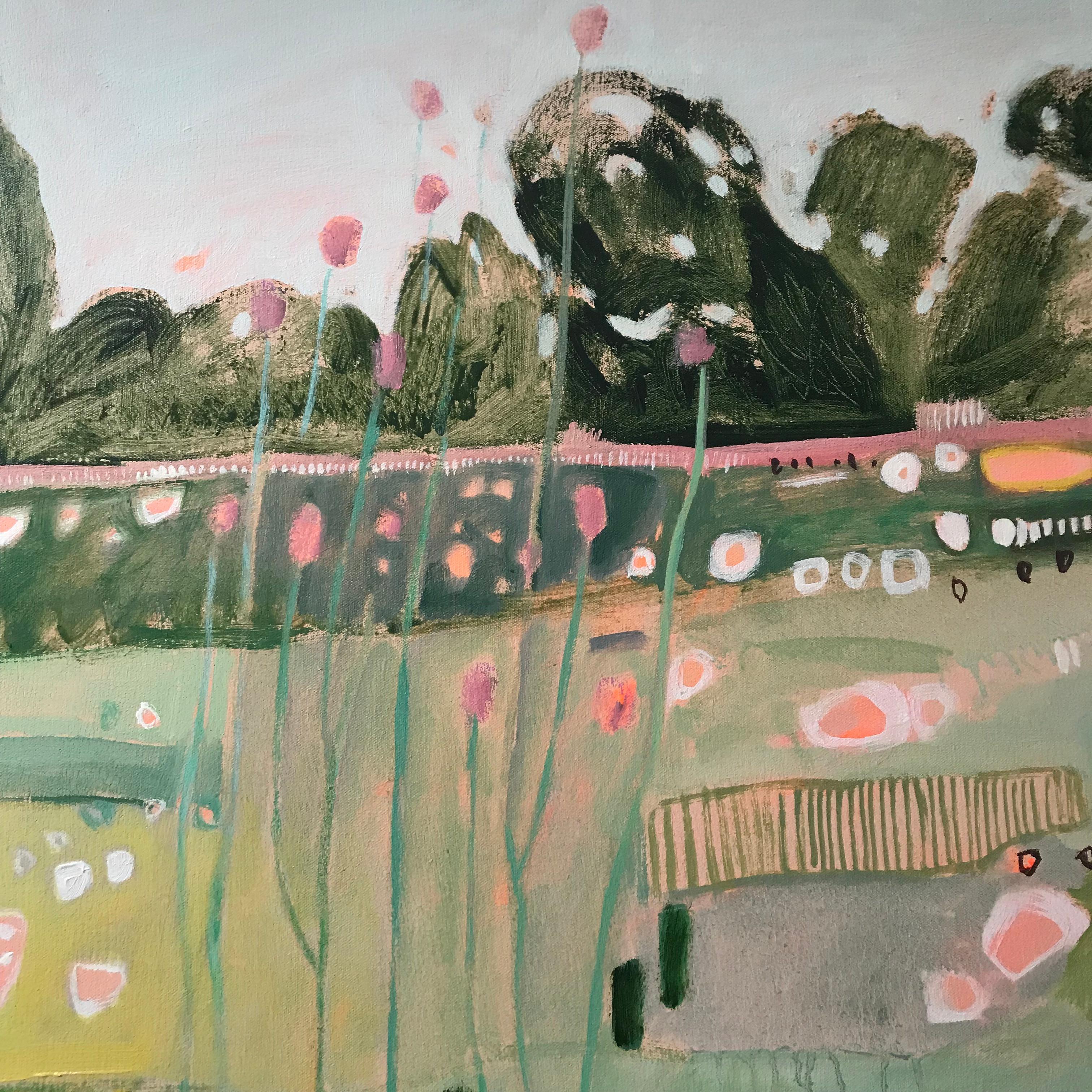 Ryewater Extra, Original painting, Cotswolds, meadow, Nature, Contemporary  - Painting by Elaine Kazimierczuk