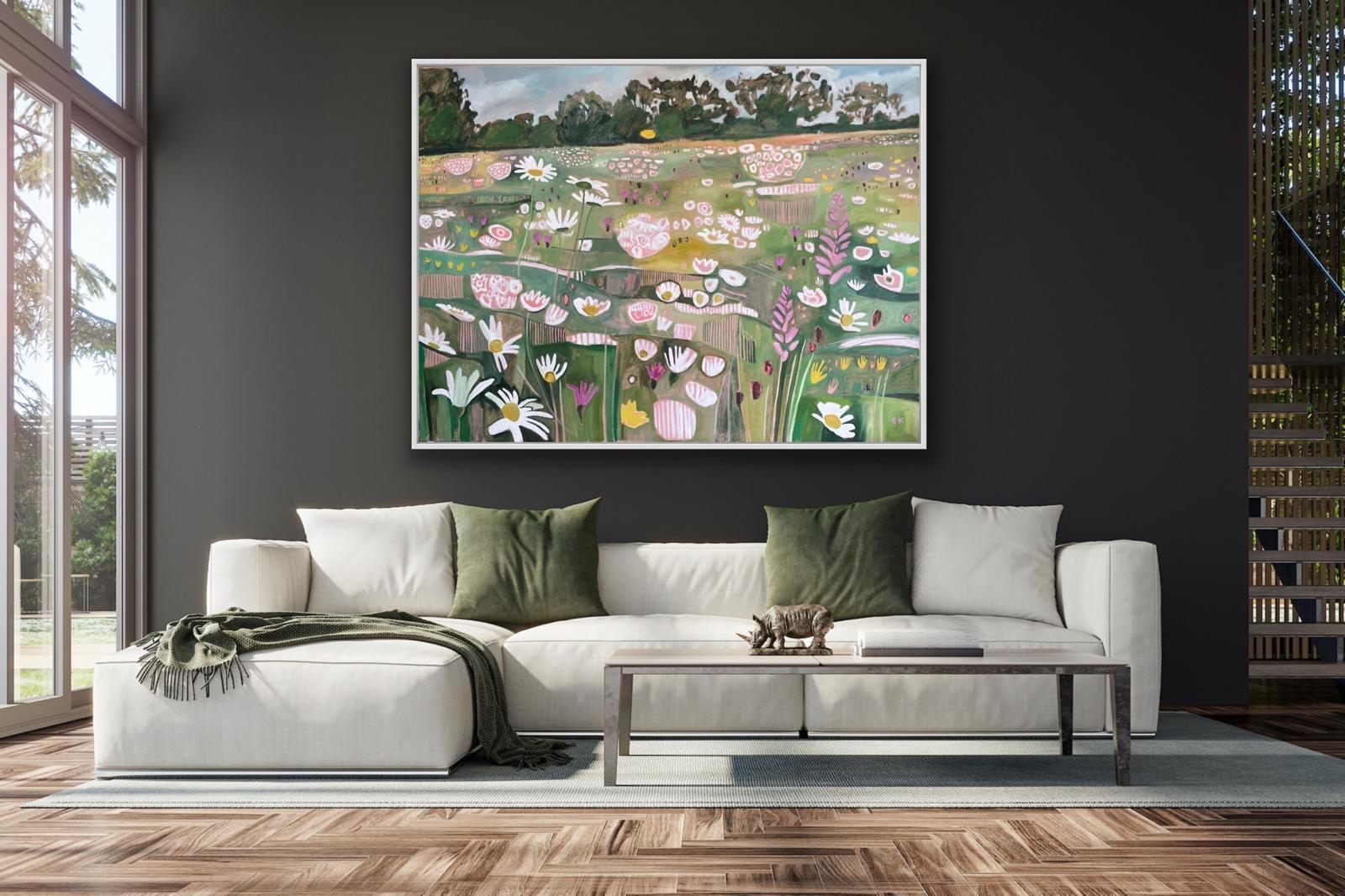 Granja Ryewater en pleno verano, Pintura original, Floral, Flores, Prados 7