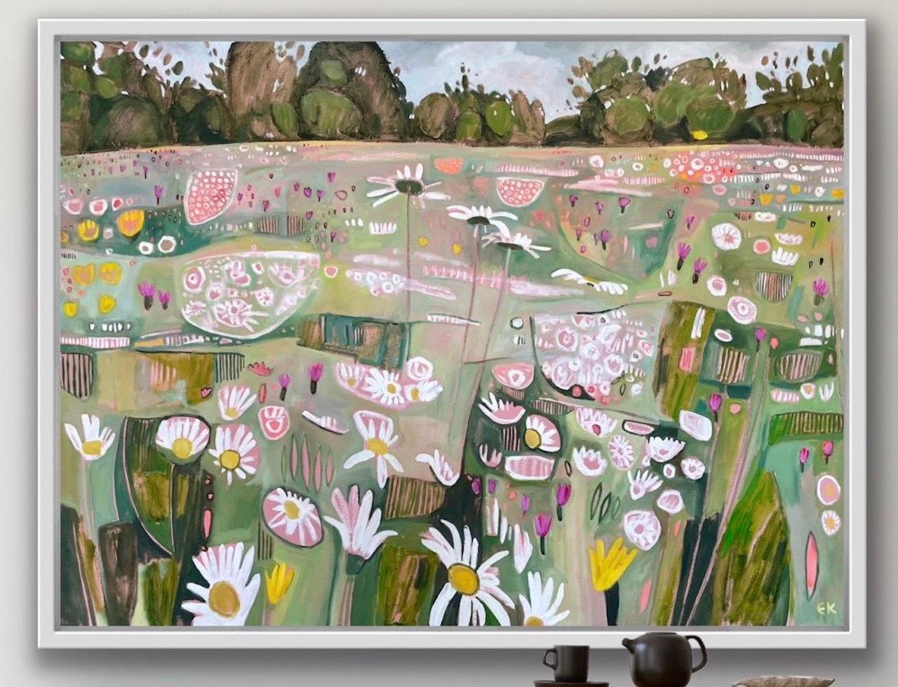 Ryewater in Full Flower, peinture originale, paysage, prairie, fleurs 7