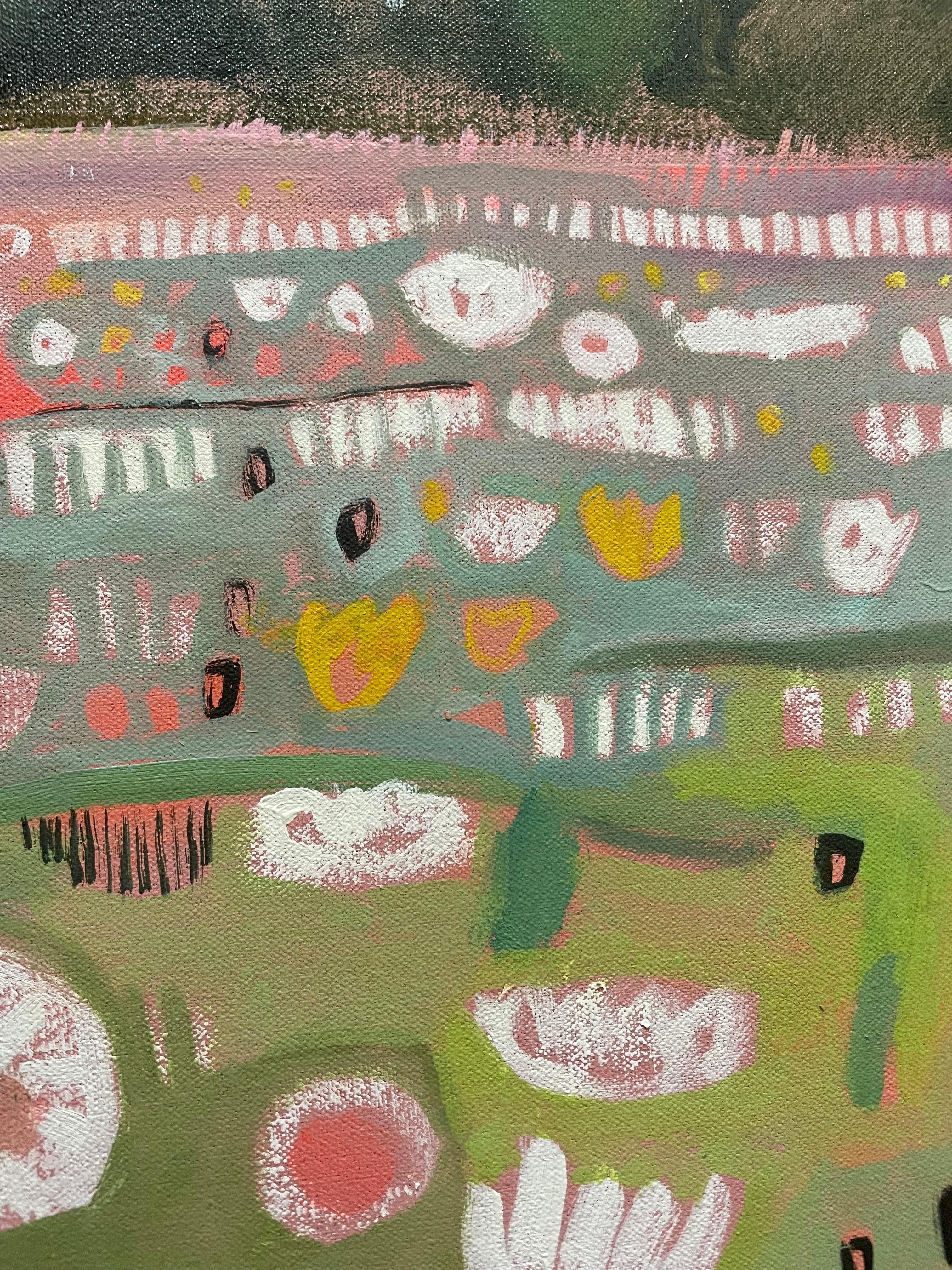 Ryewater in Full Flower, peinture originale, paysage, prairie, fleurs - Painting de Elaine Kazimierczuk