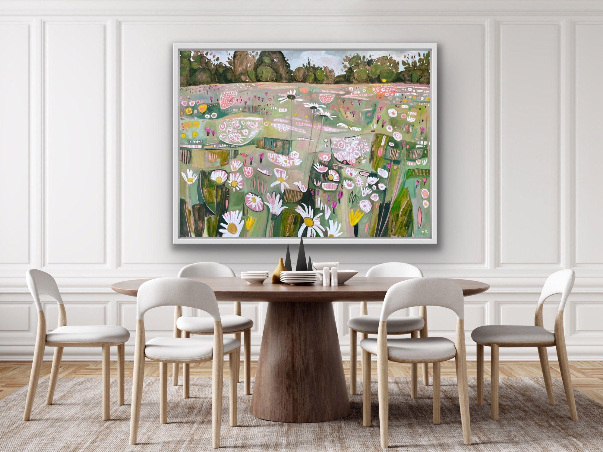 Ryewater in Full Flower, peinture originale, paysage, prairie, fleurs 1