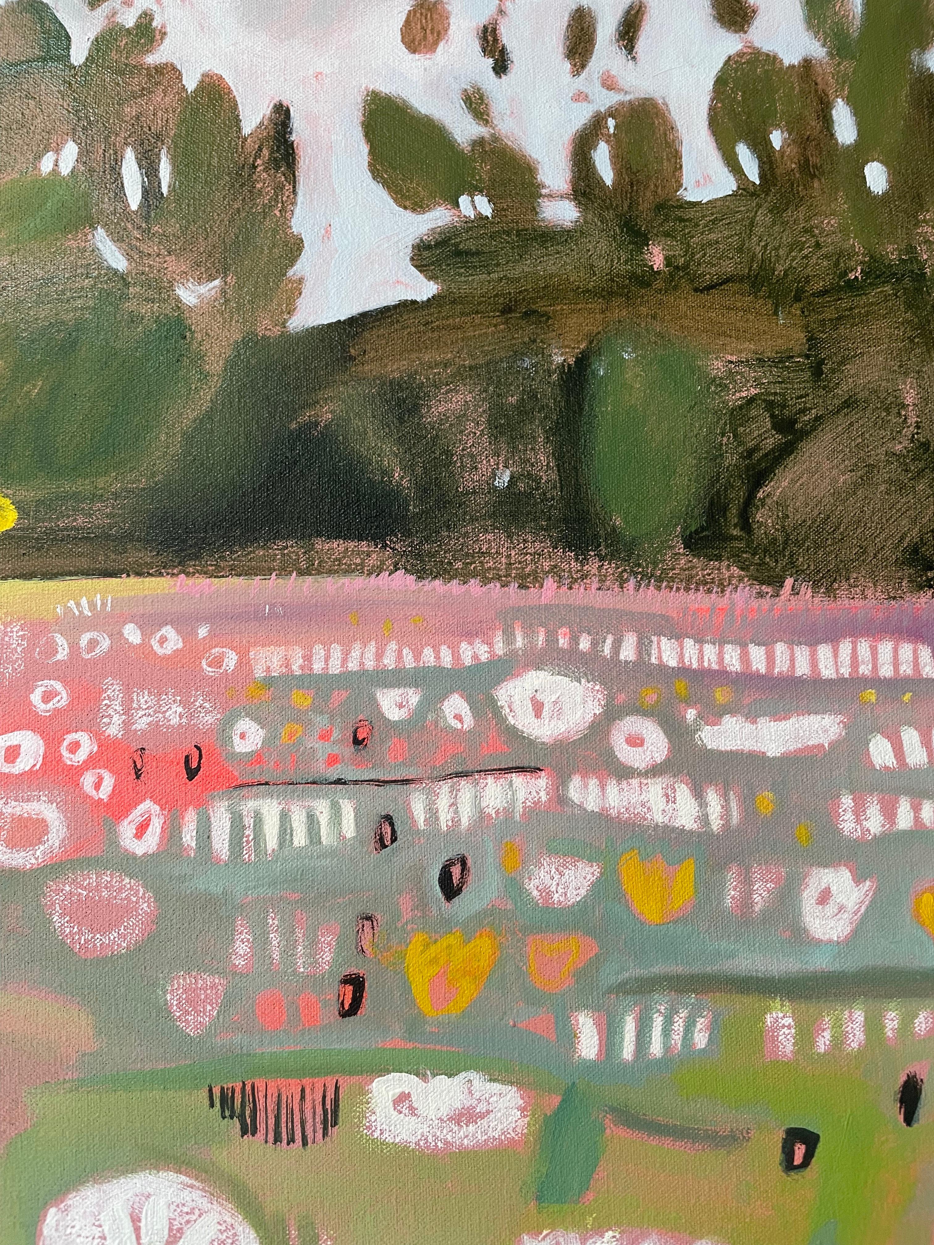 Ryewater in Full Flower, peinture originale, paysage, prairie, fleurs 3