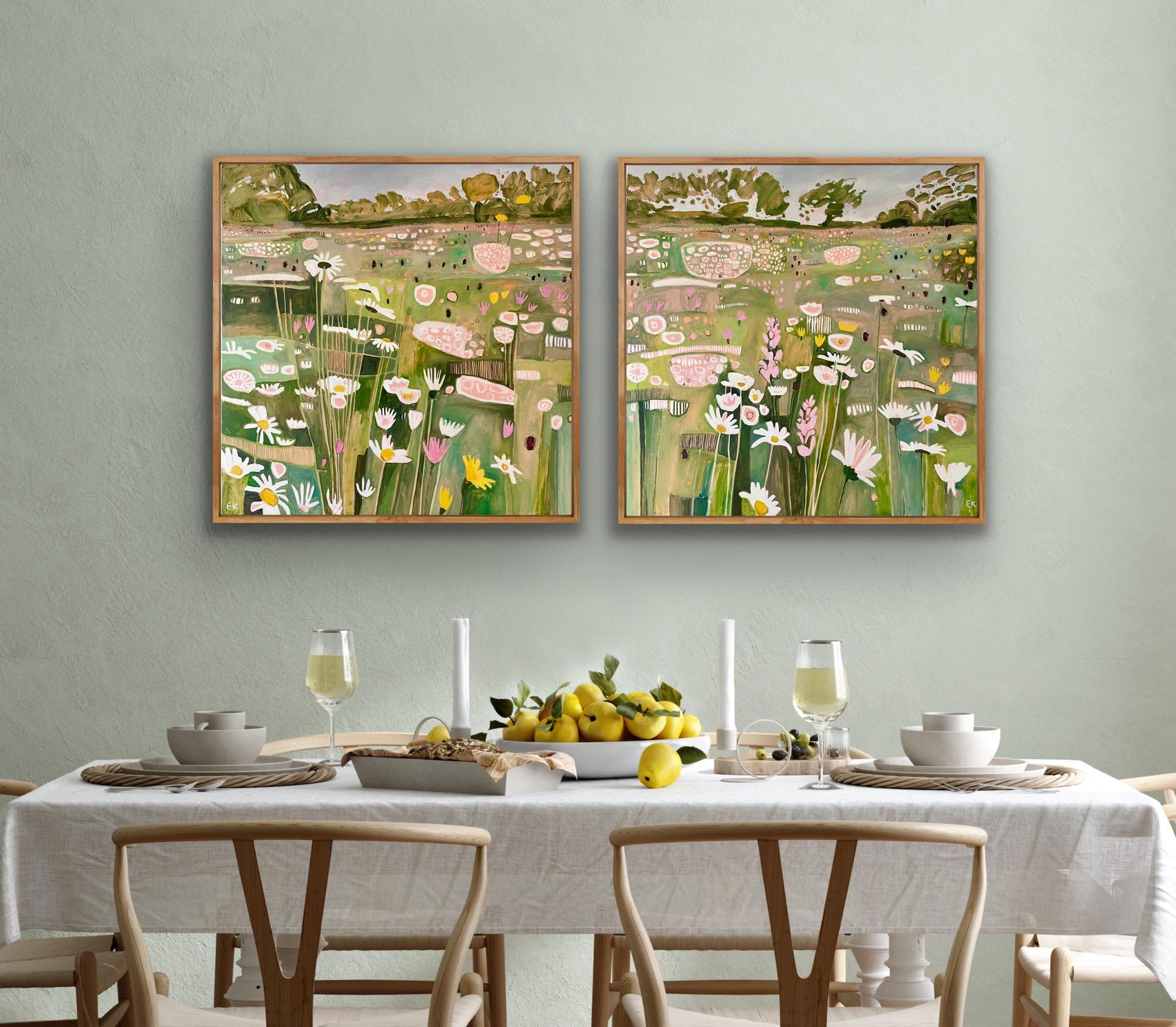 Ryewater in June diptych Left panel, Originalgemälde, Landschaft, Natur (Zeitgenössisch), Painting, von Elaine Kazimierczuk