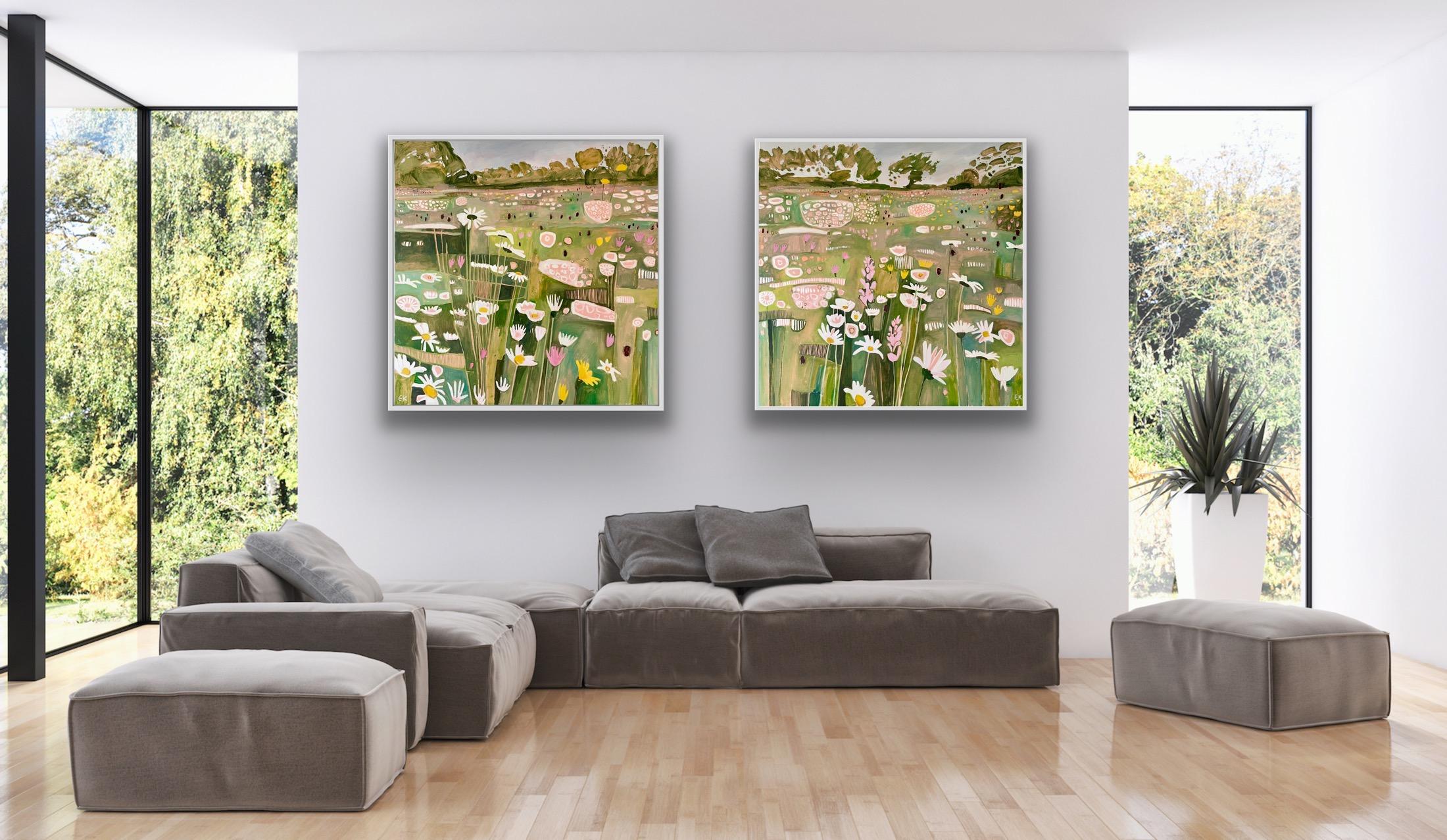 Ryewater in June diptych Left panel, Originalgemälde, Landschaft, Natur im Angebot 2