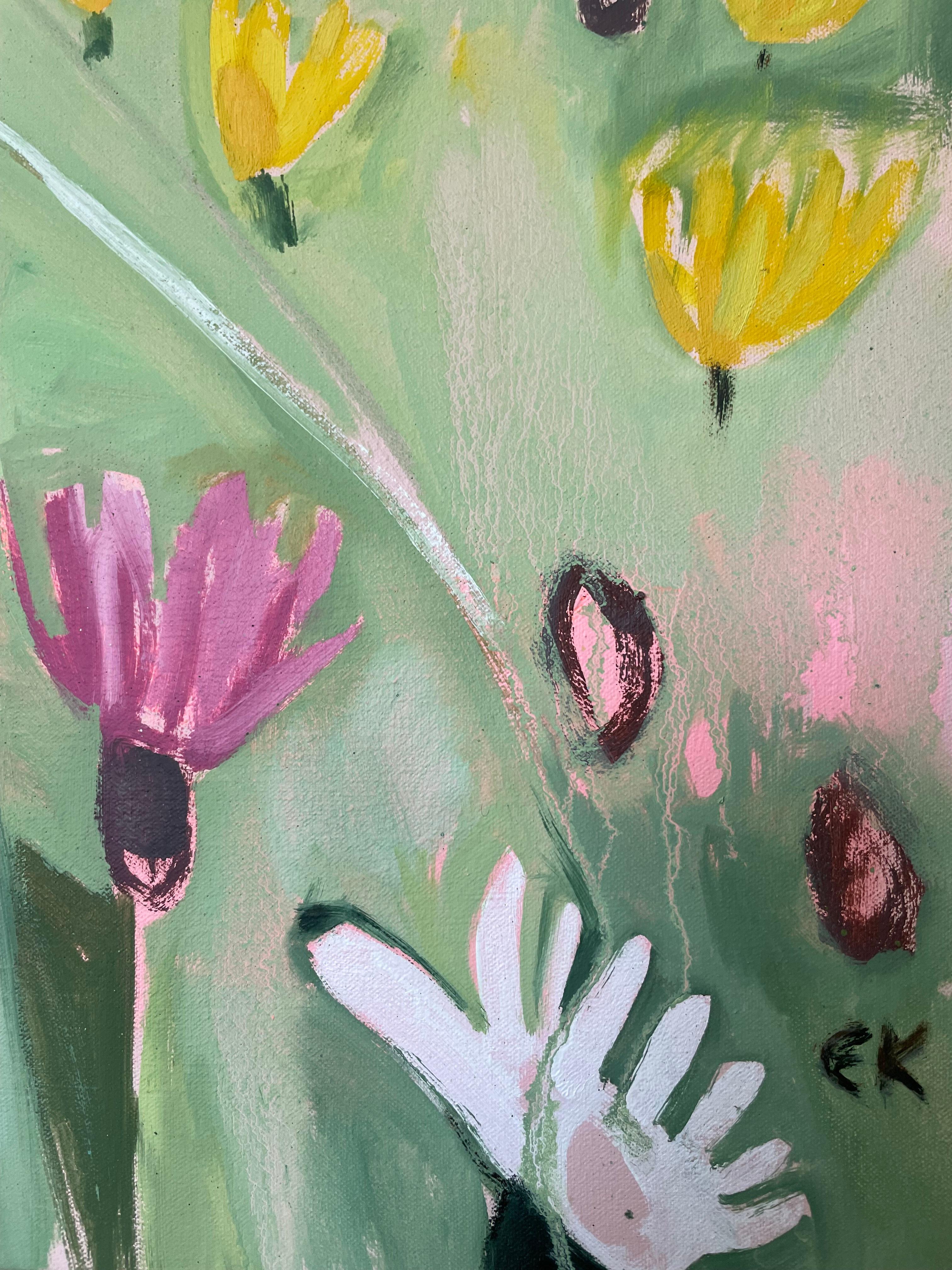 Ryewater in estate, Quadro originale, Nature art, Floreale, Fiori, Prati - Painting Contemporaneo di Elaine Kazimierczuk