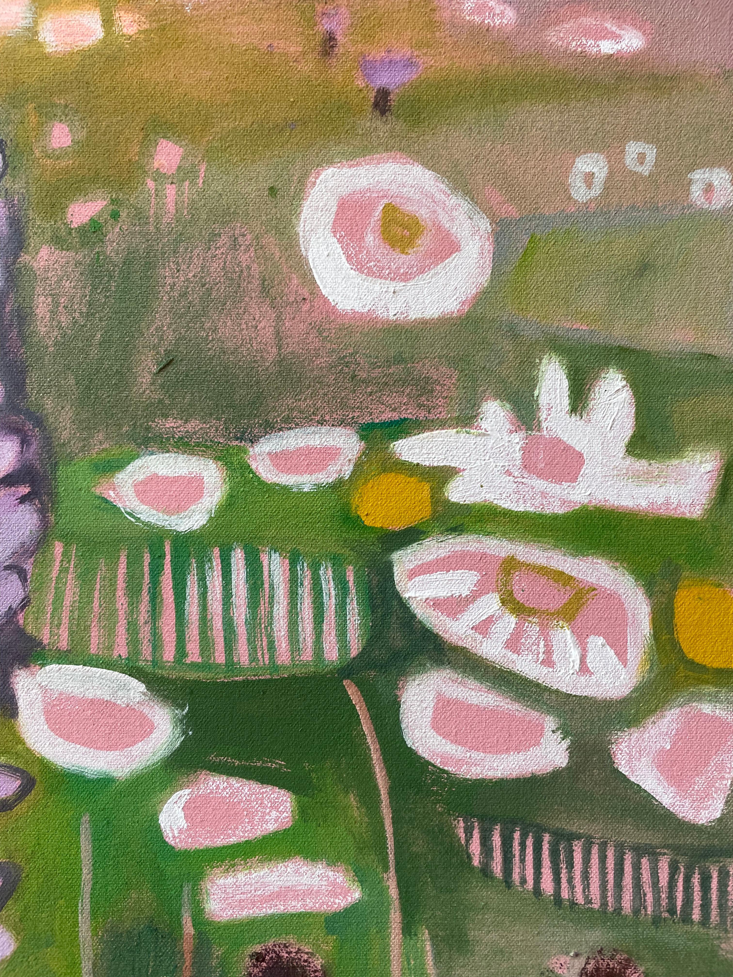 Ryewater Rythms, peinture originale, peinture florale abstraite - Painting de Elaine Kazimierczuk