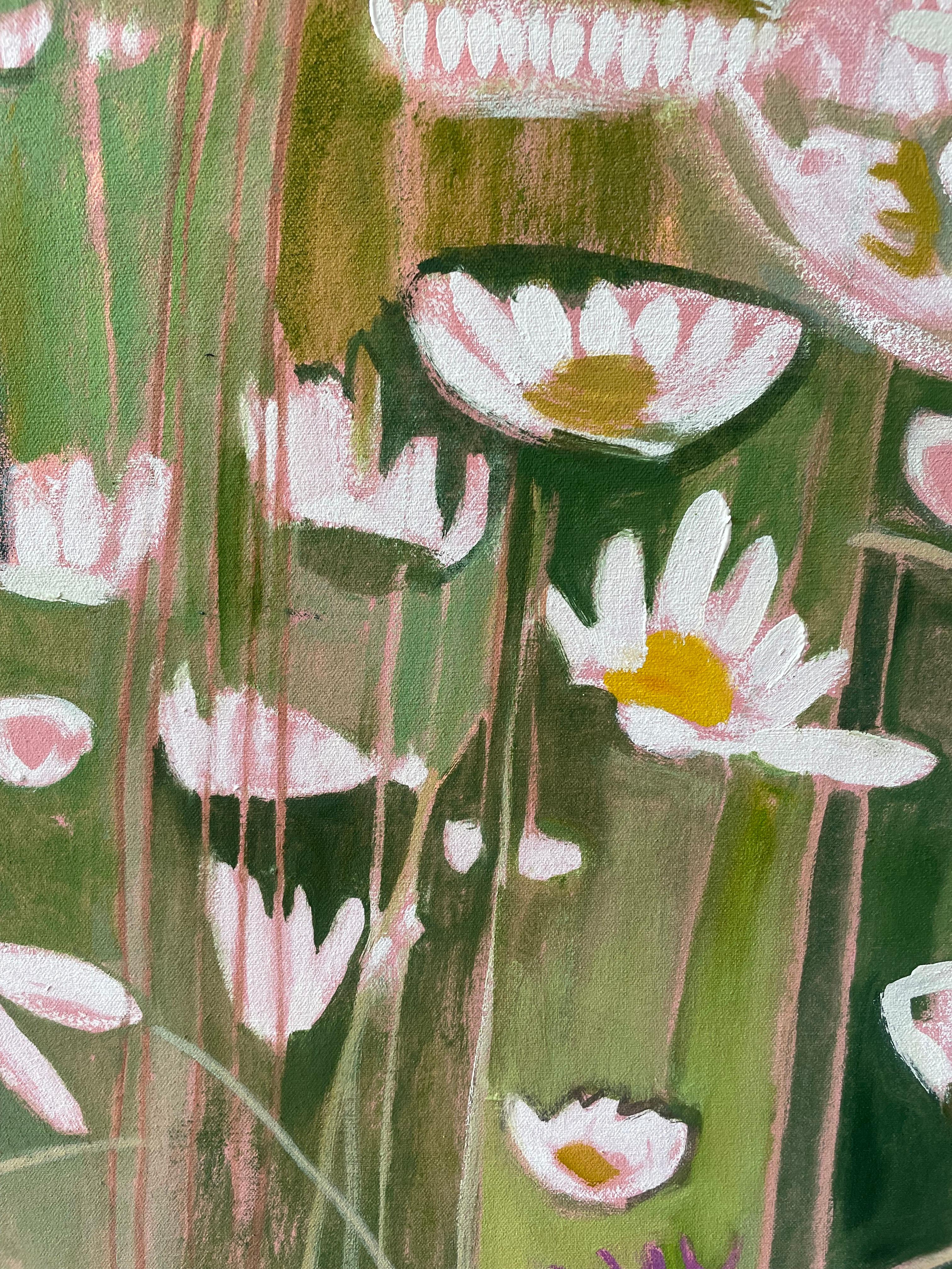Ryewater Rythms, peinture originale, peinture florale abstraite - Contemporain Painting par Elaine Kazimierczuk