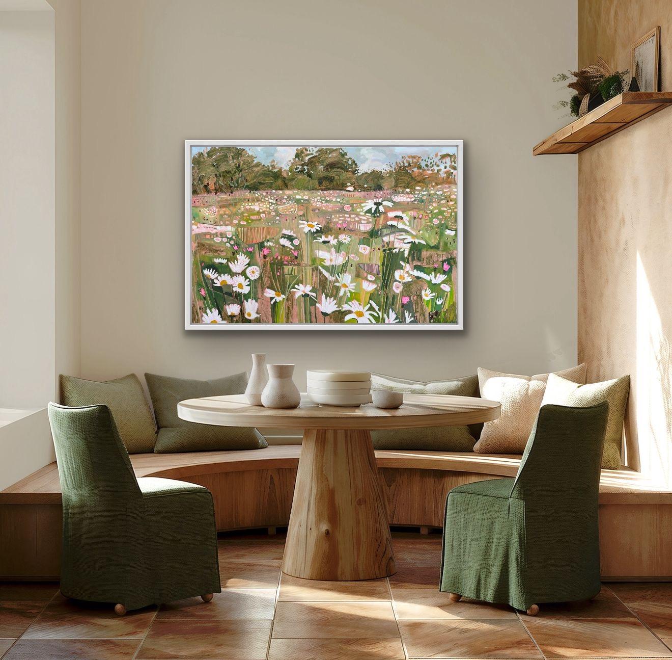 Ryewater with Daisies and Knapweed, Originalgemälde, Landschaft, zeitgenössisch (Zeitgenössisch), Painting, von Elaine Kazimierczuk