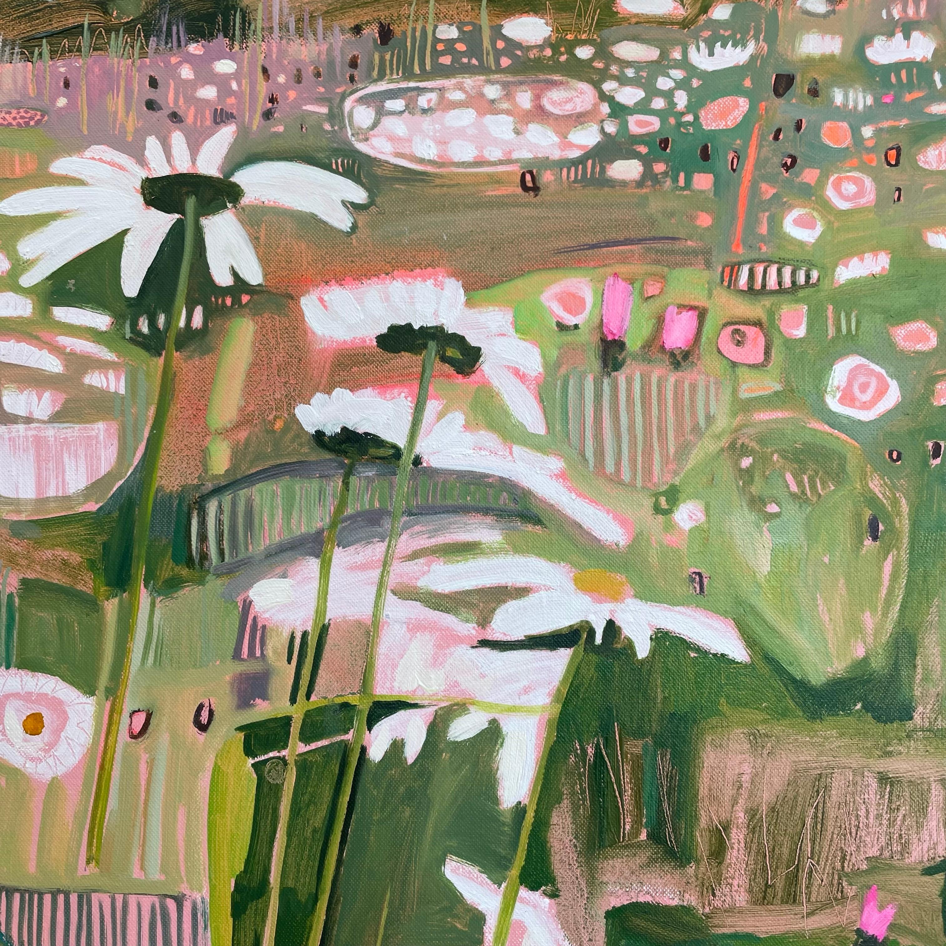 Ryewater with Daisies and Knapweed, Originalgemälde, Landschaft, zeitgenössisch im Angebot 1