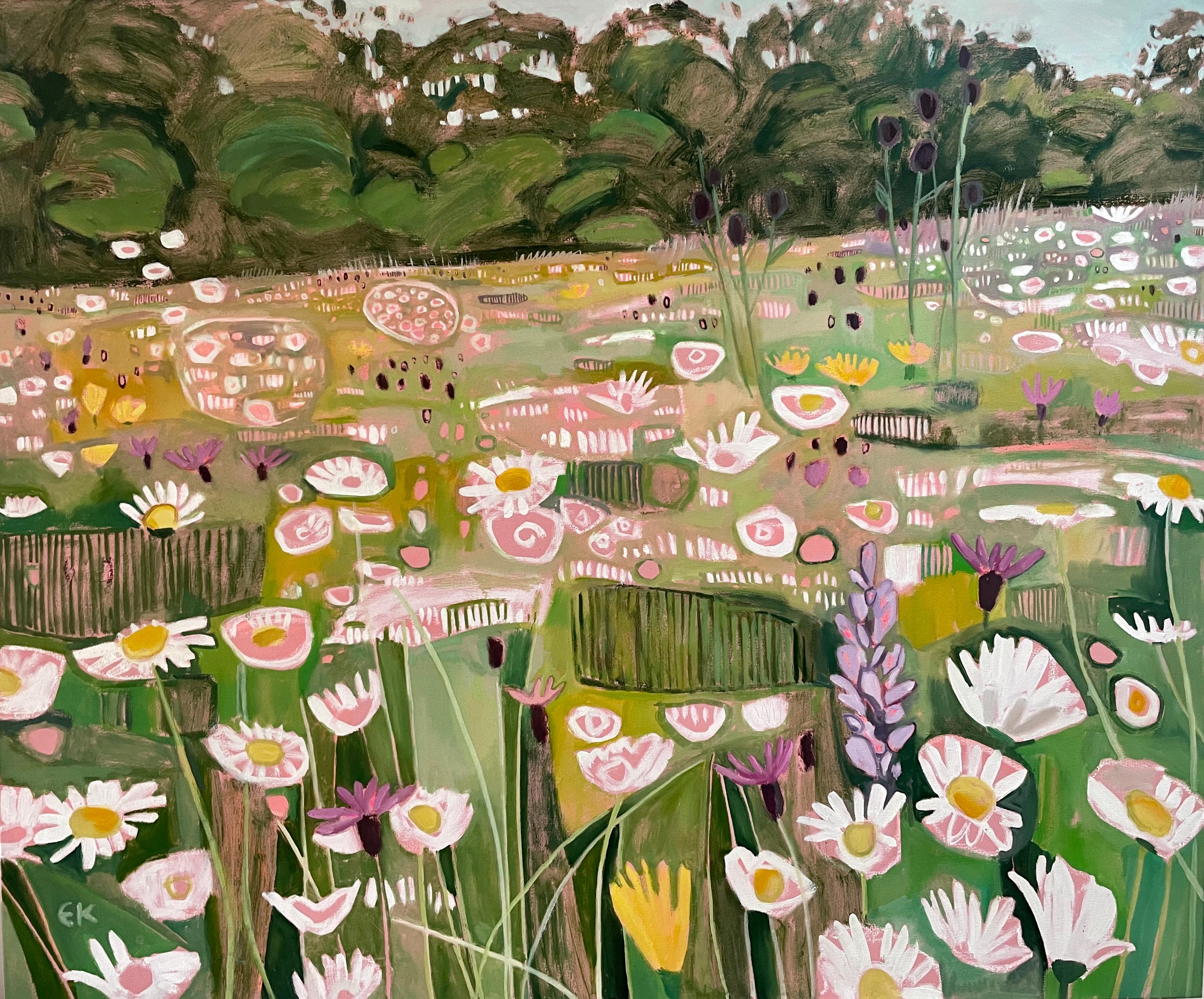 Ryewater with Knapweed and Spotted Orchid, Original Painting For Sale 2
