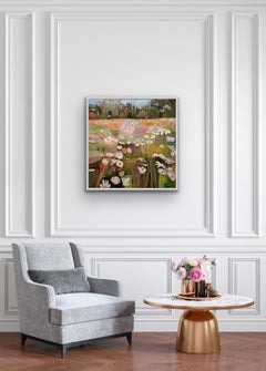 Ryewater with Orchids left panel of diptych, contemporary, original painting