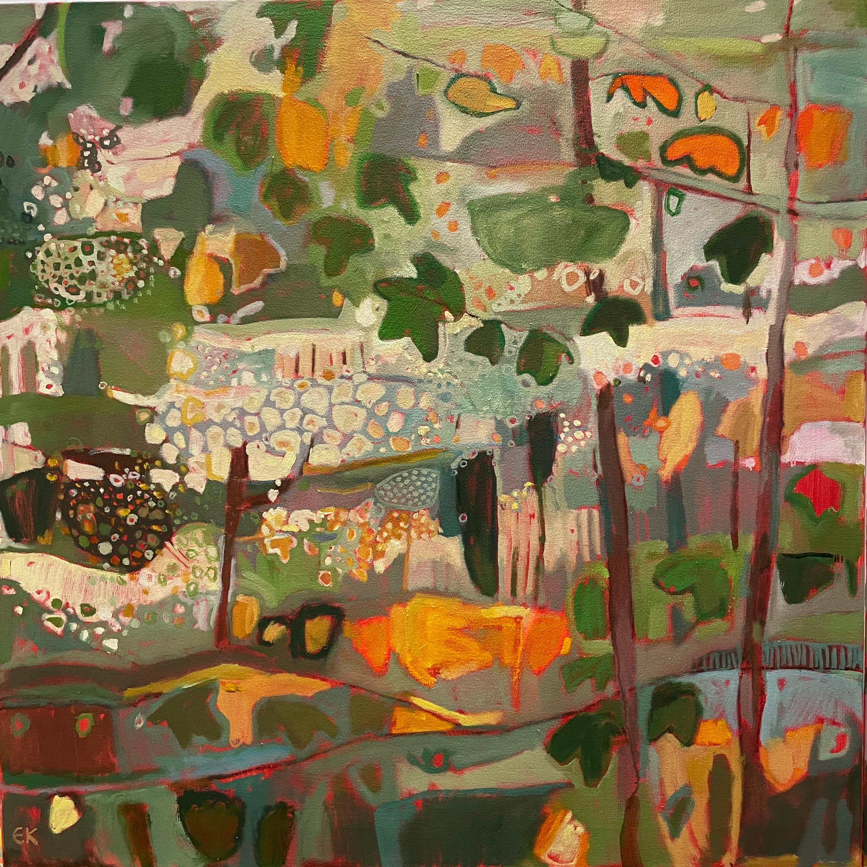 Landscape Painting di Elaine Kazimierczuk - Morbide sfumature autunnali nel Wood Wood No. 2, quadro originale, paesaggio