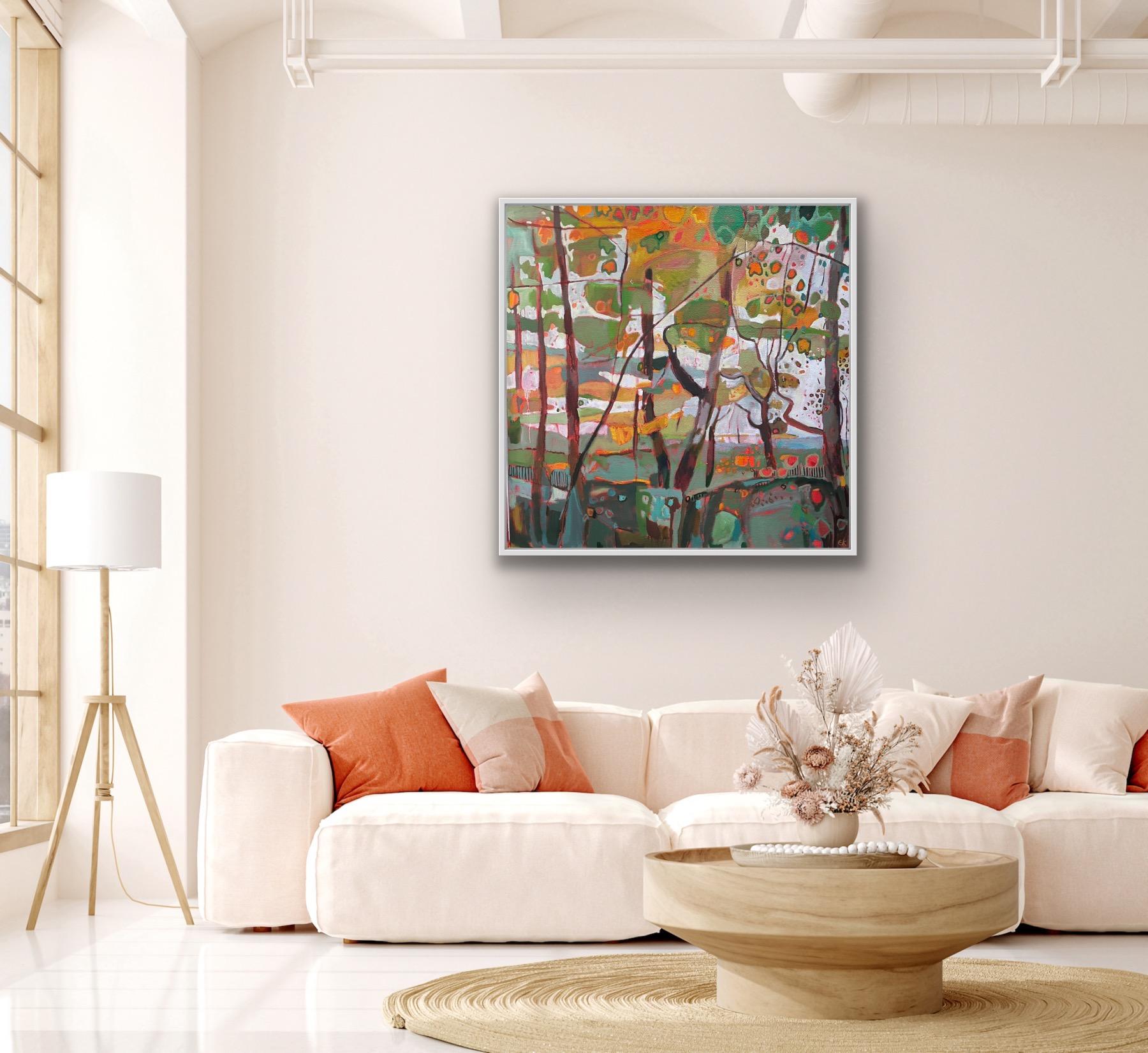 Suaves tonos otoñales en Bunny Wood, pintura original, paisaje en venta 2