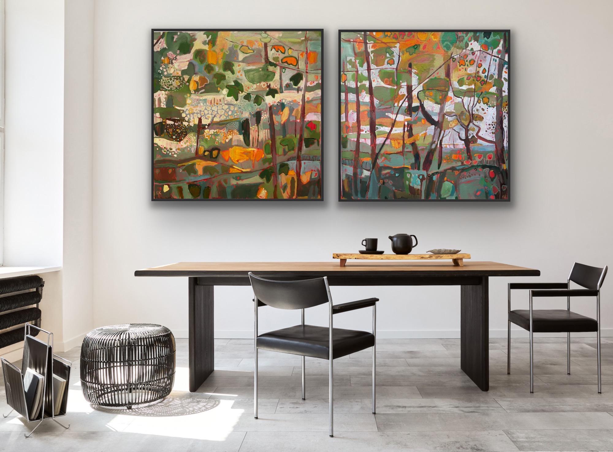 Suaves tonos otoñales en Bunny Wood, pintura original, paisaje en venta 4