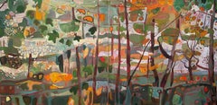 Dittico "Soft Autumn Shades in Bunny Woods" (pannelli 1 e 2) pittura originale