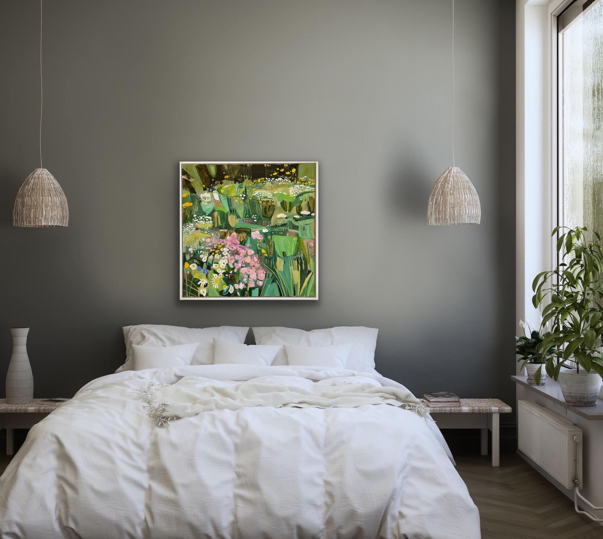 Studio Garden with Oregano and Ox-Eye Daisies I, Original painting, Nature art For Sale 14
