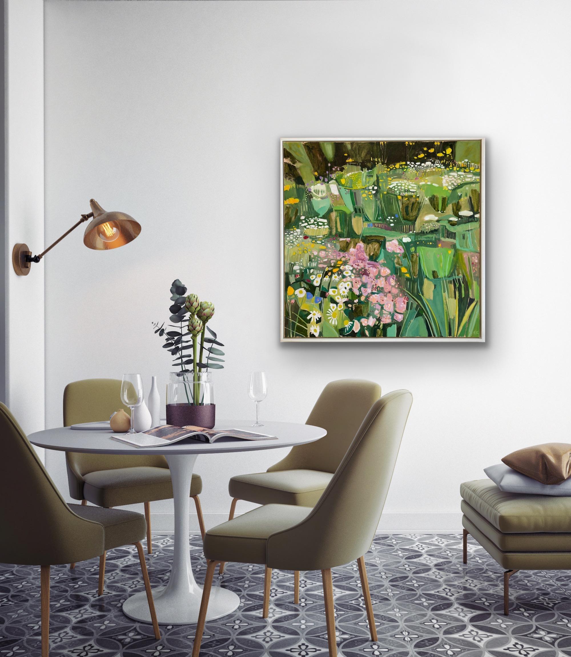 Studio Garden with Oregano and Ox-Eye Daisies I, Original painting, Nature art For Sale 5