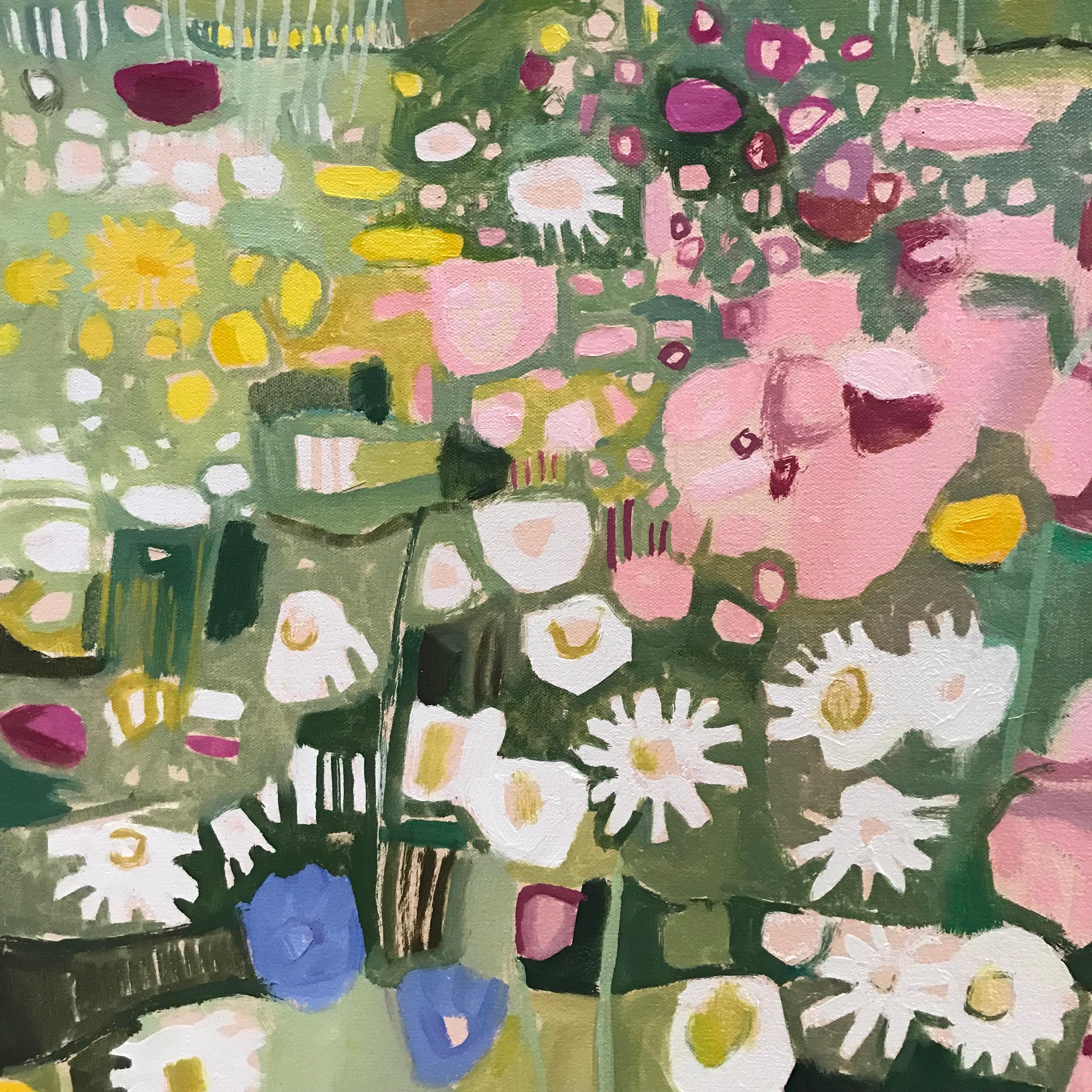 This is the artist's garden in front of her studio, which has been sown with wildflower seeds indigenous to the Cotswolds, but there's a few other random species that have sneaked in there too. Mainly it's a riot of pink oregano, white and yellow