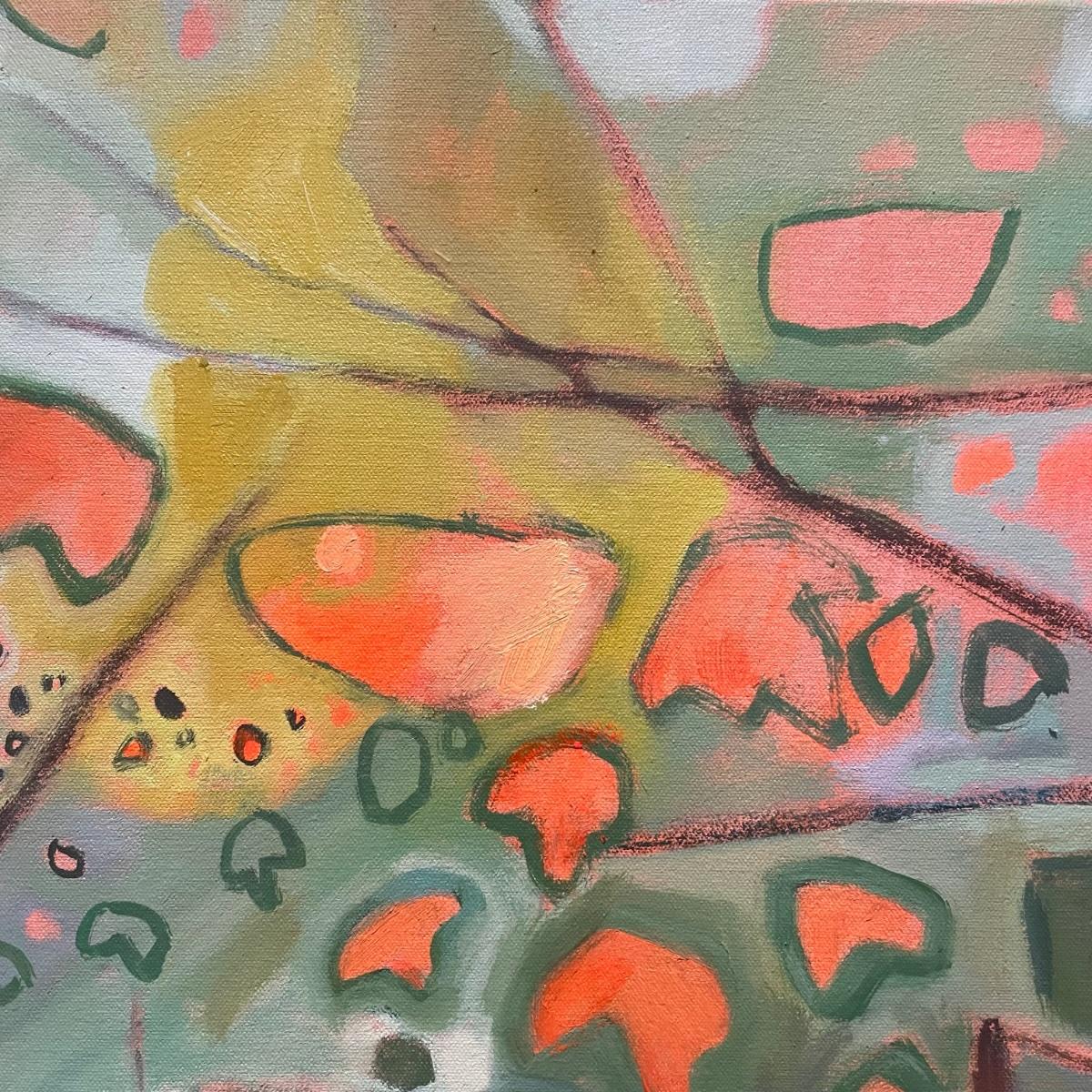 Díptico Bunny Woods in Bright Sunshine- Original, Abstracto - Landscape Painting Gris de Elaine Kazimierczuk