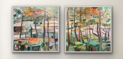 Bunny Woods in Bright Sunshine Diptychon- Original, Abstrakt, Bunny Woods