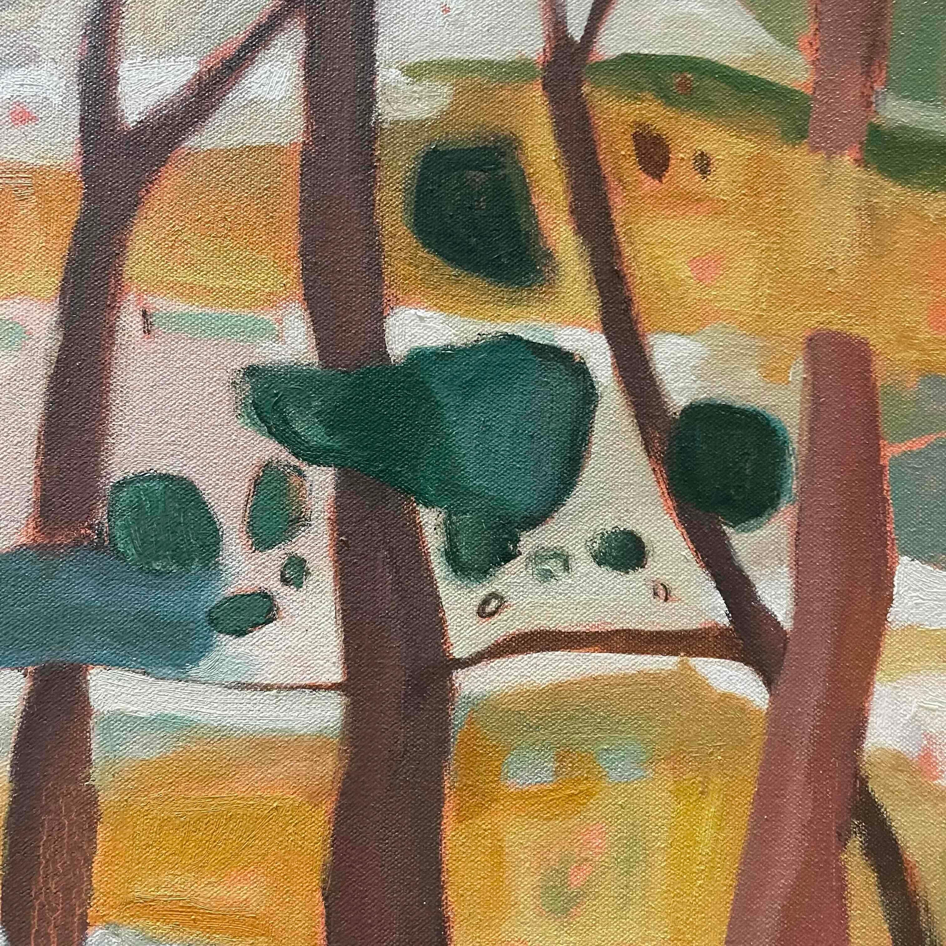 Panneau gauche Bunny Woods in Bright Sunshine originale, abstrait en vente 1