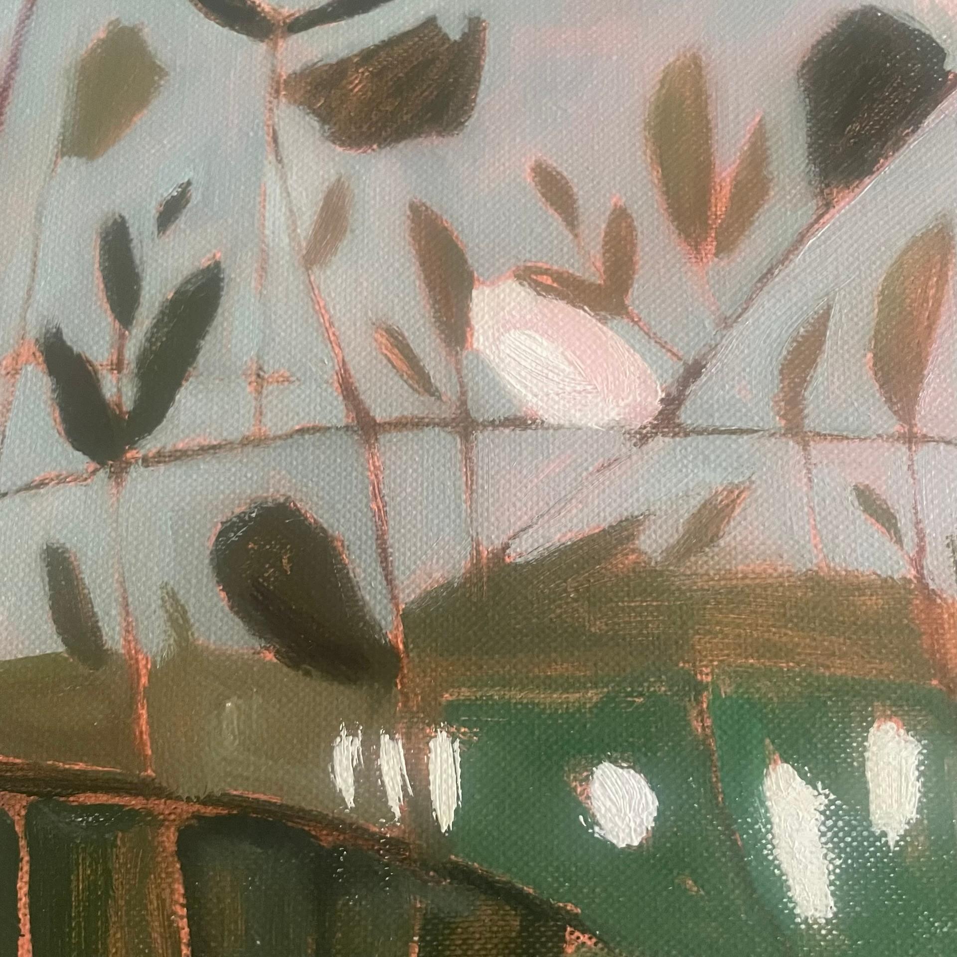 Summer Hedgerow with Brambles and Dog Roses right panel, original painting For Sale 1