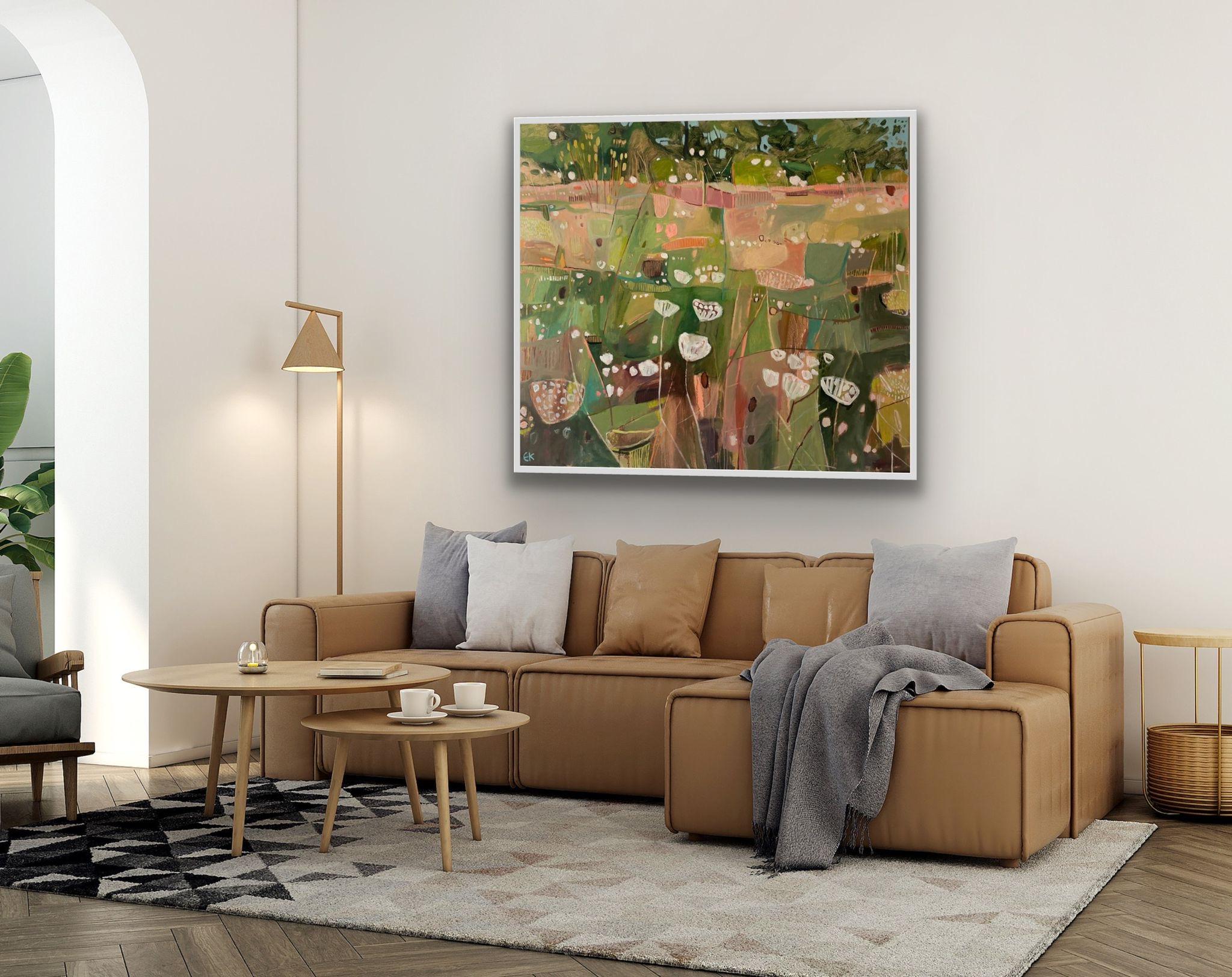 Pradera Toscana con Zanahoria Silvestre II, Pintura original, Floral, Flores, Praderas - Painting de Elaine Kazimierczuk