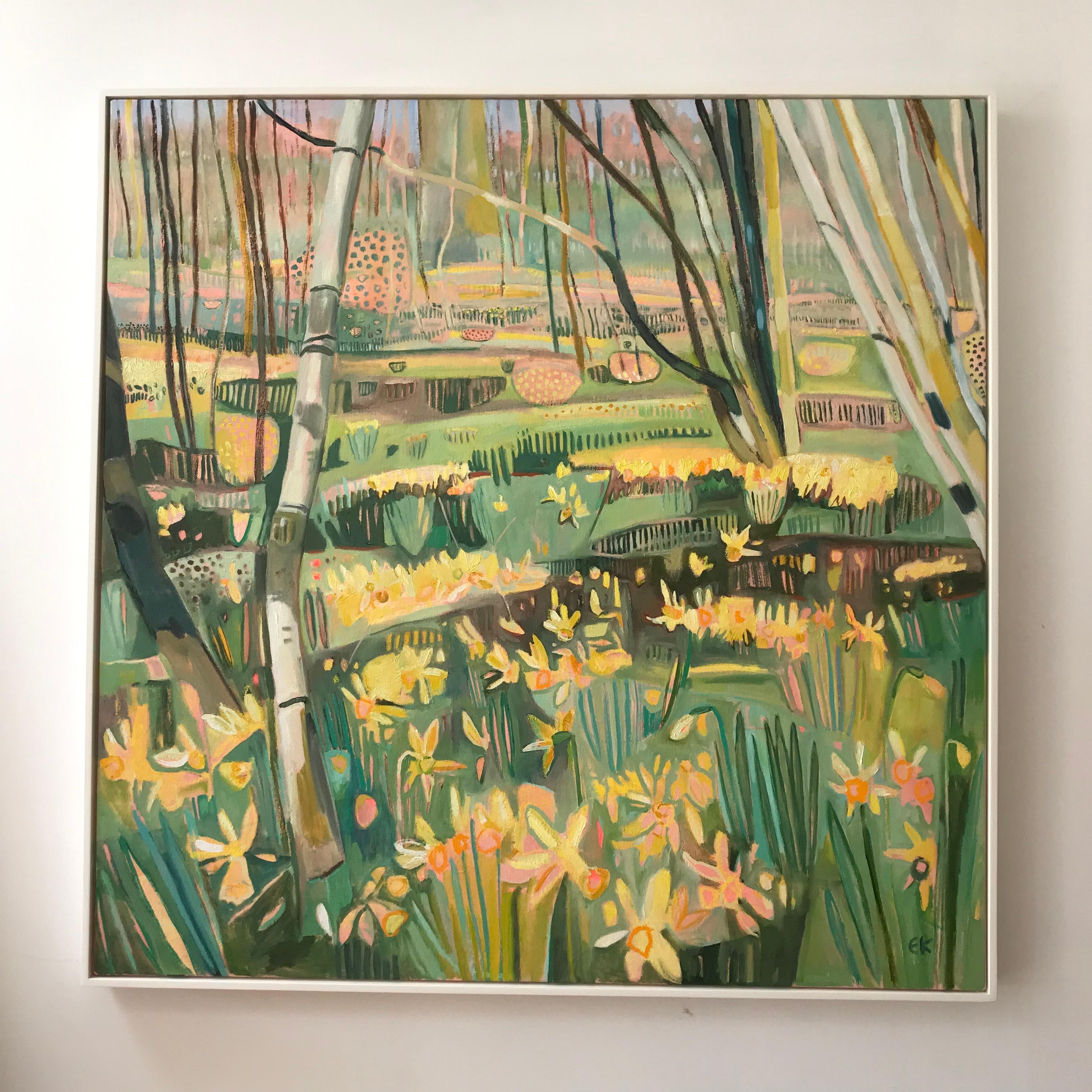 Wild Welsh Daffodils, Original painting, Flowers, Landscape, Nature, Abstract For Sale 7