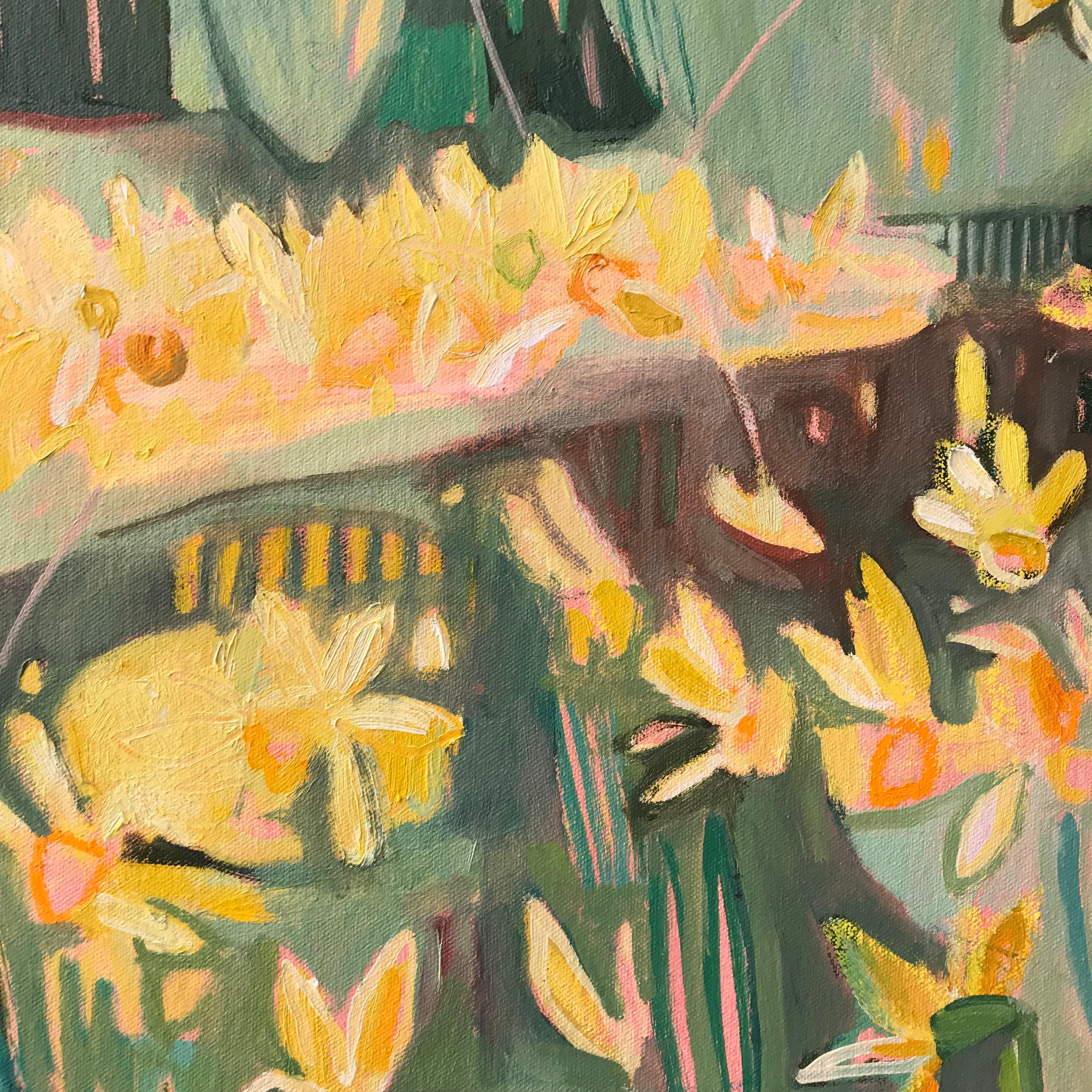 Wild Welsh Daffodils, Original painting, Flowers, Landscape, Nature, Abstract For Sale 9