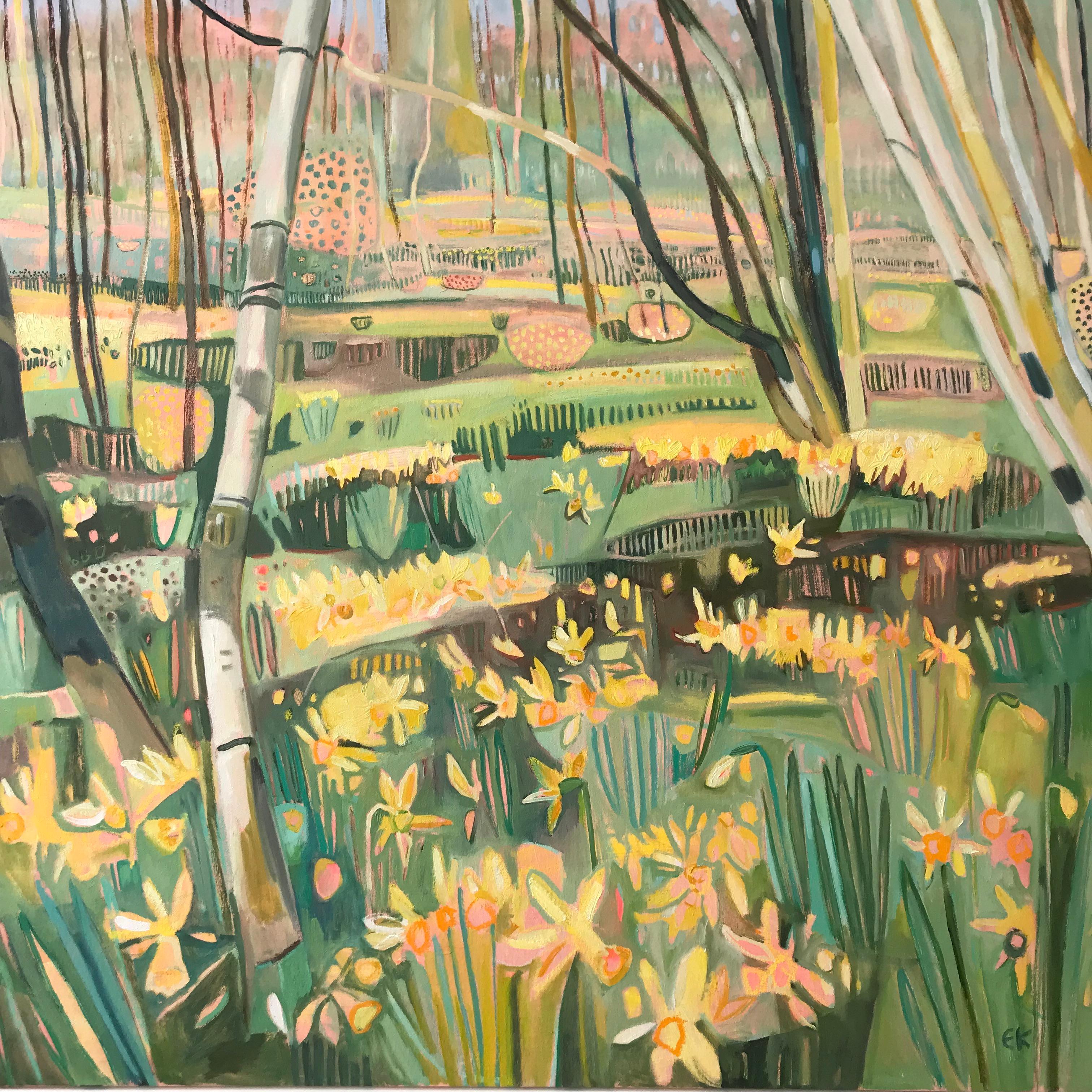 Wild Welsh Daffodils, Original painting, Flowers, Landscape, Nature, Abstract For Sale 11