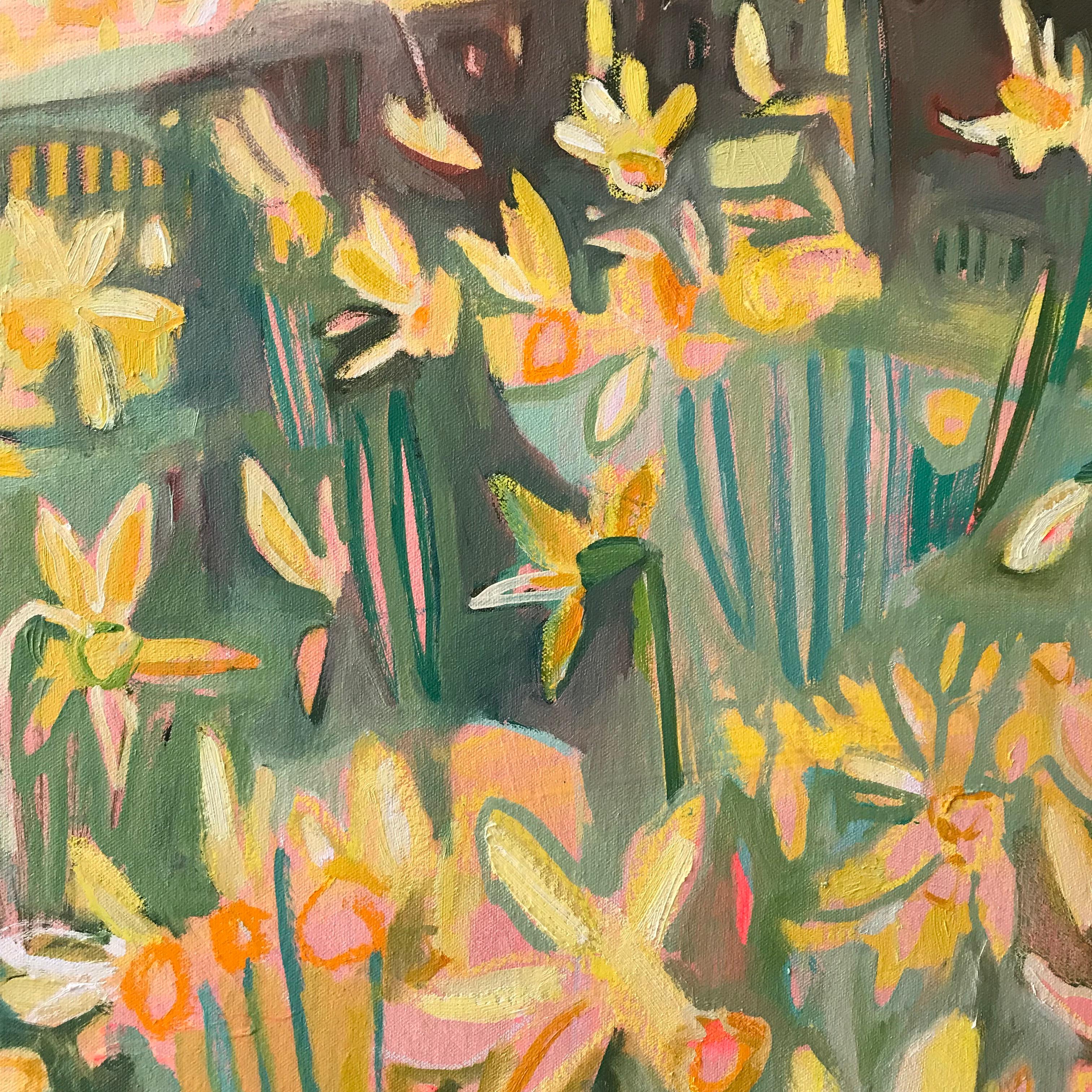 Wild Welsh Daffodils, Original painting, Flowers, Landscape, Nature, Abstract For Sale 1