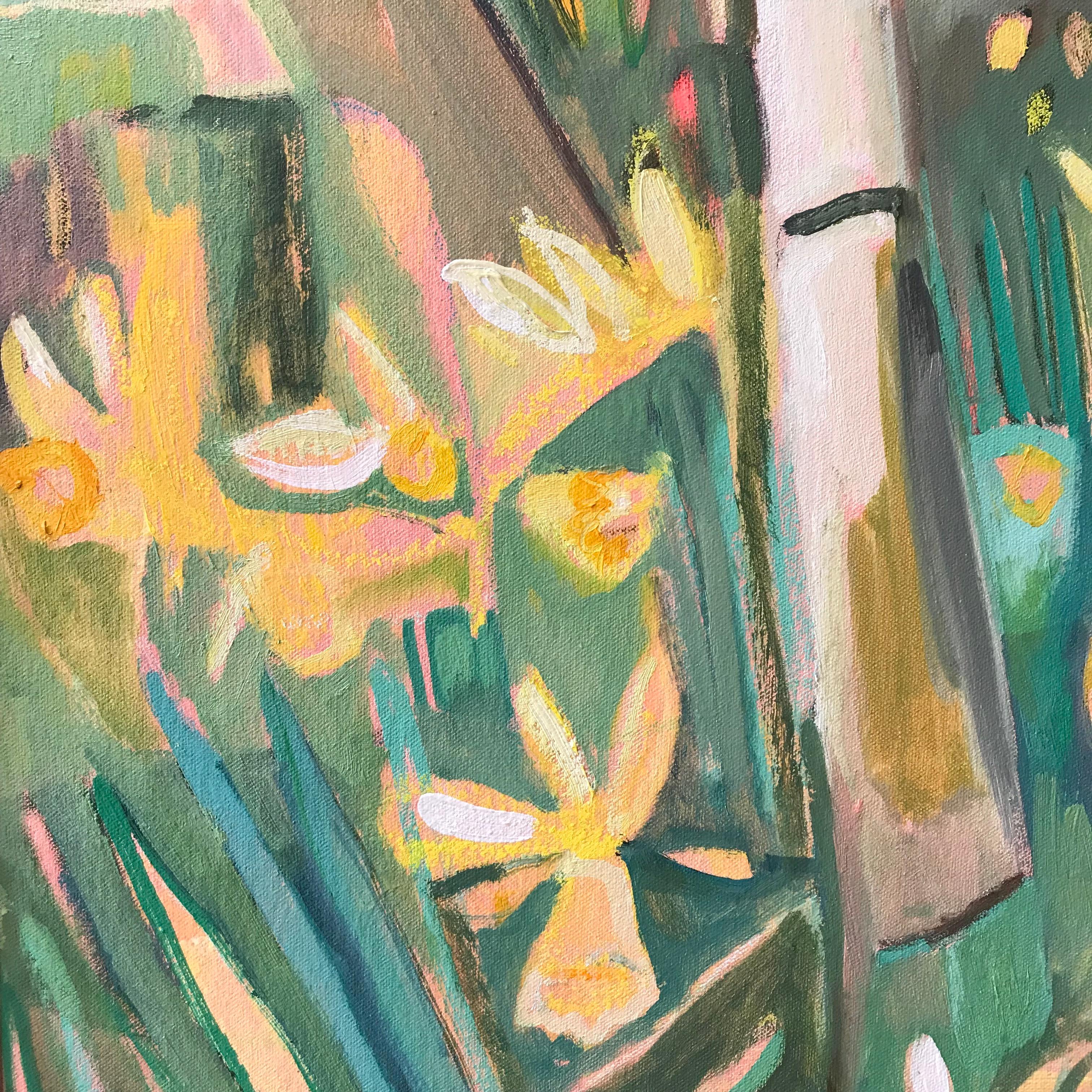 Wild Welsh Daffodils, Original painting, Flowers, Landscape, Nature, Abstract For Sale 3