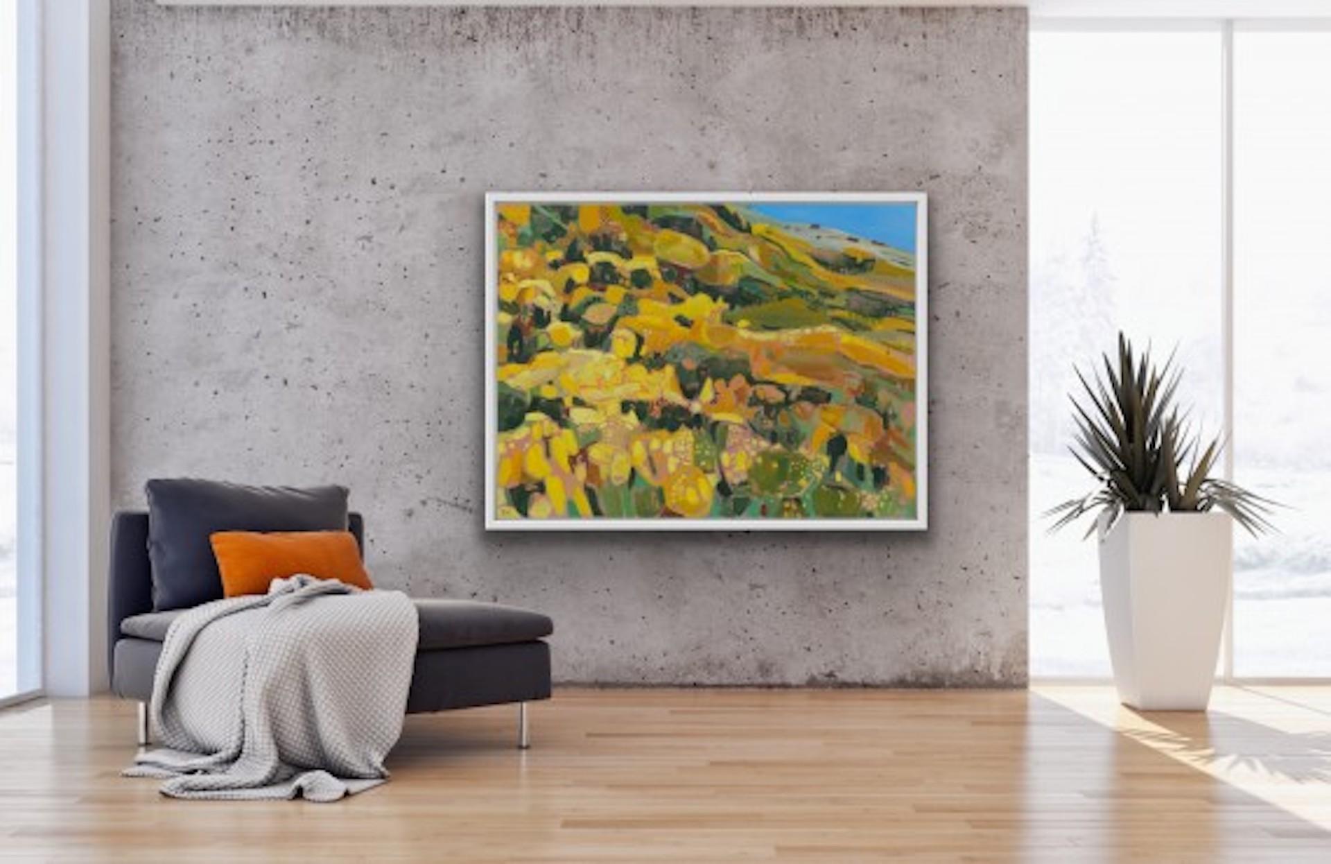 Wind Across the Gorse, peinture originale, Contemporary Landscape Art, Yellow art en vente 2