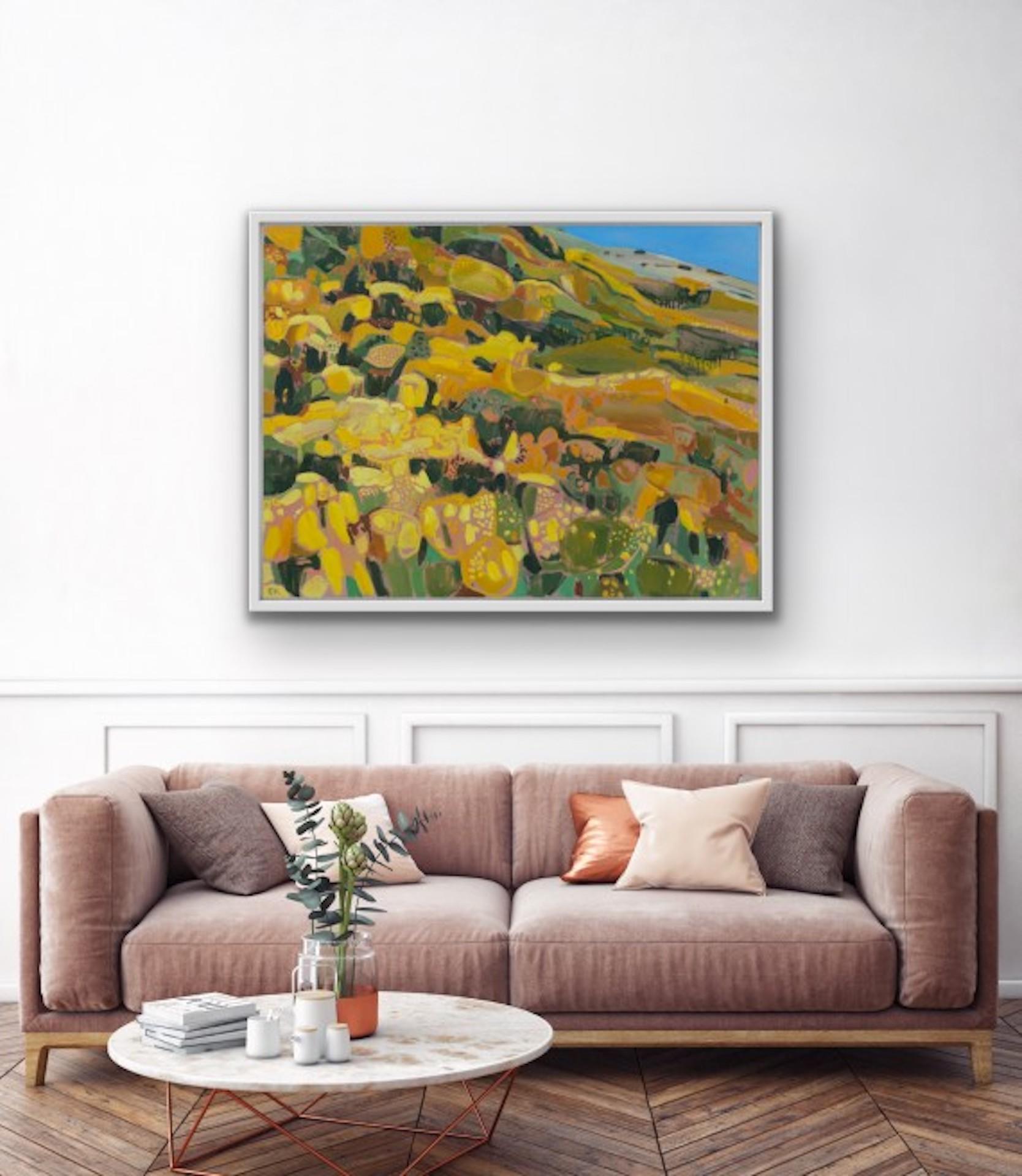 Wind Across the Gorse, peinture originale, Contemporary Landscape Art, Yellow art en vente 3