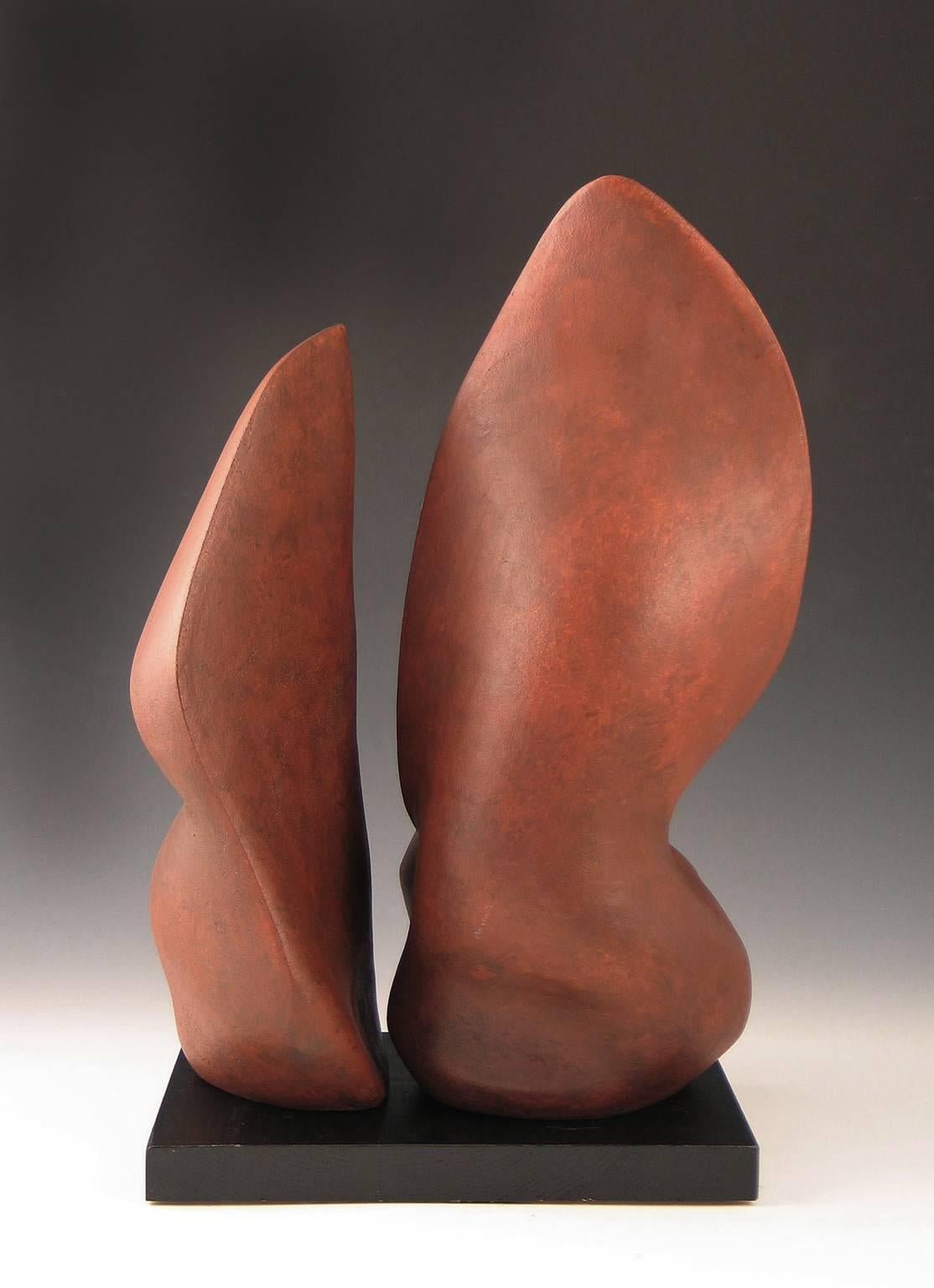 “Divided”, earthen red ceramic, inspired by the American Southwest - Sculpture by Elaine Lorenz