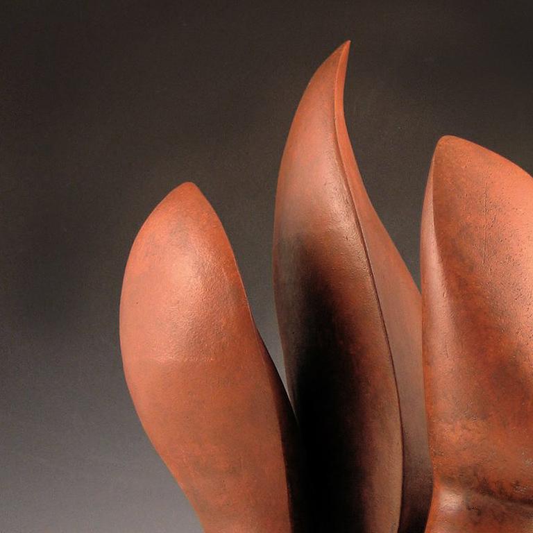 “Divided”, earthen red ceramic, inspired by the American Southwest - Black Abstract Sculpture by Elaine Lorenz