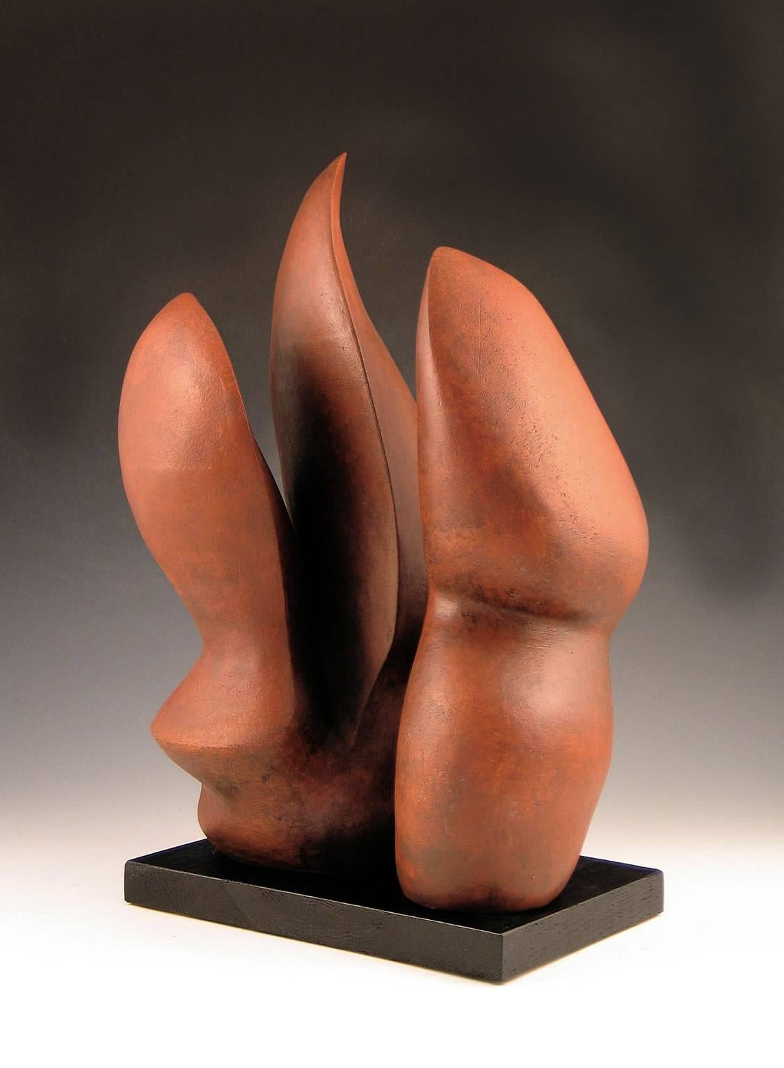 Elaine Lorenz Abstract Sculpture - “Divided”, earthen red ceramic, inspired by the American Southwest