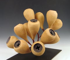 Eucalyptus Spray”, black and golden ceramic buds