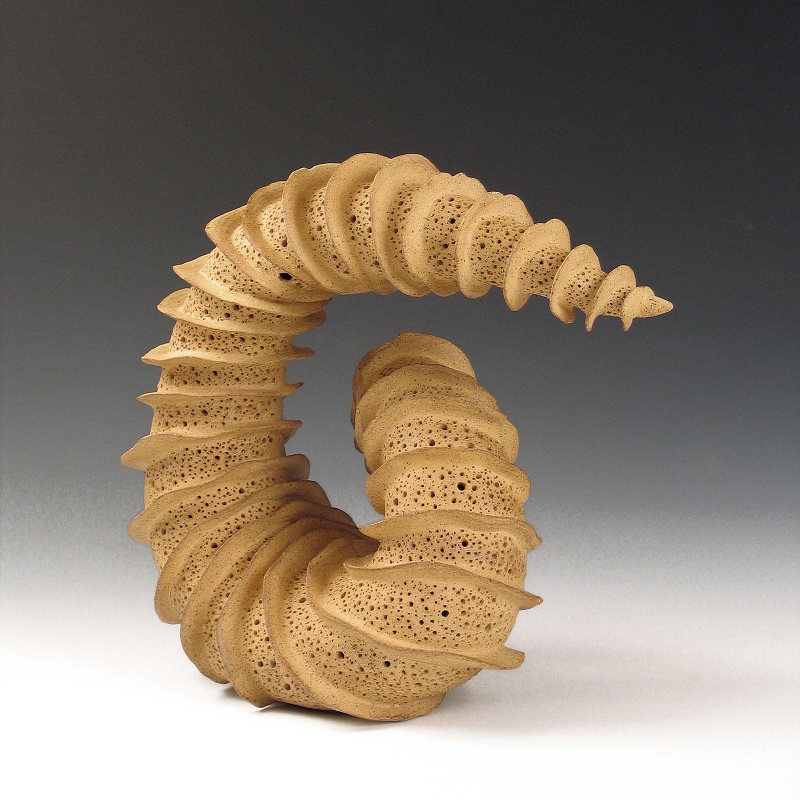  “Looking Back”,  radiates fins spiraling around a tapering coiled ceramic form For Sale 1