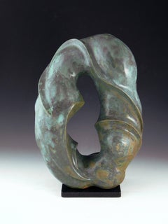 "Ocean Dreams", water green ceramic sculpture with swirling movement