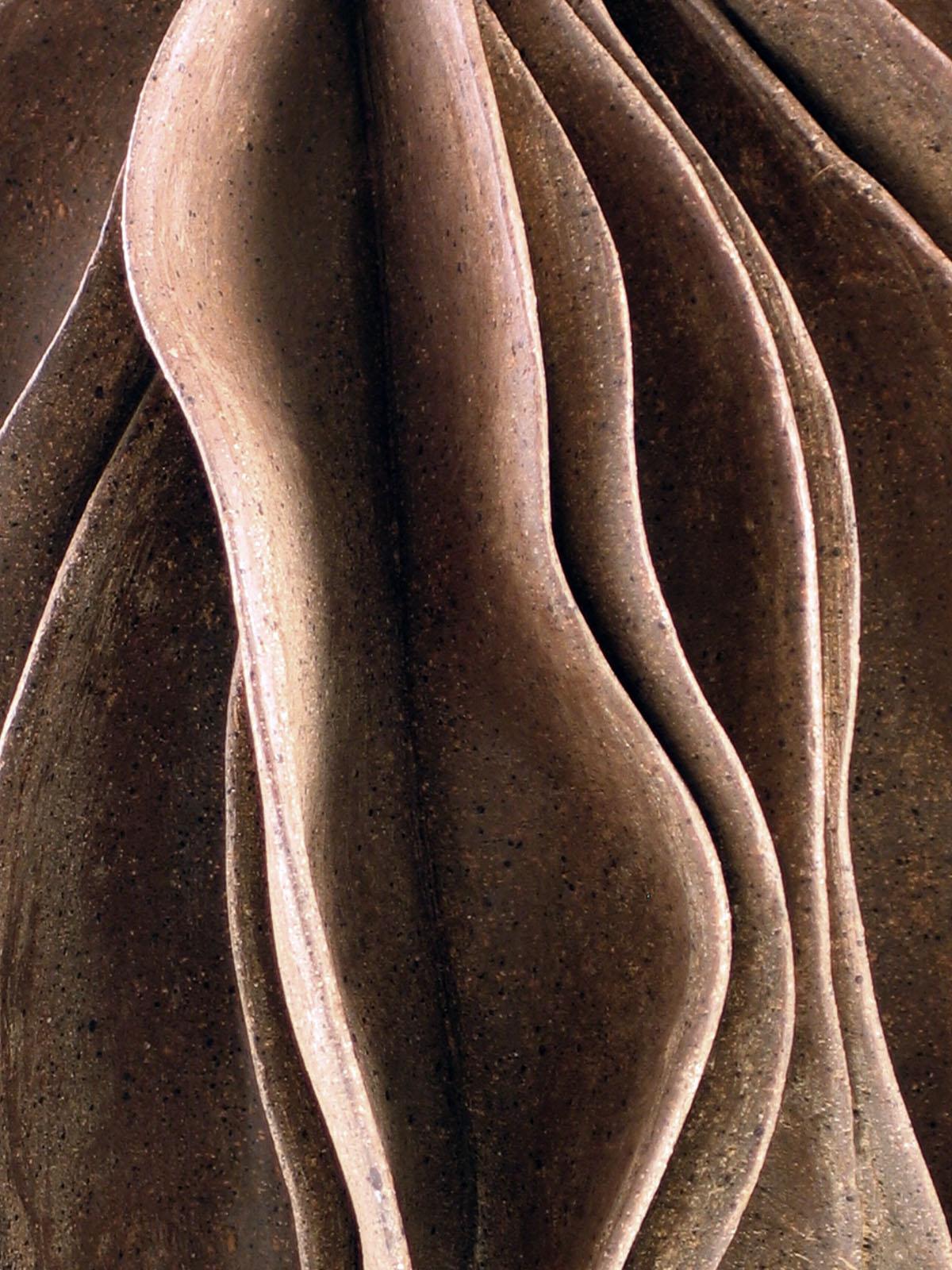 “Revolver”, wavy shell swirls in rich browns - Black Abstract Sculpture by Elaine Lorenz
