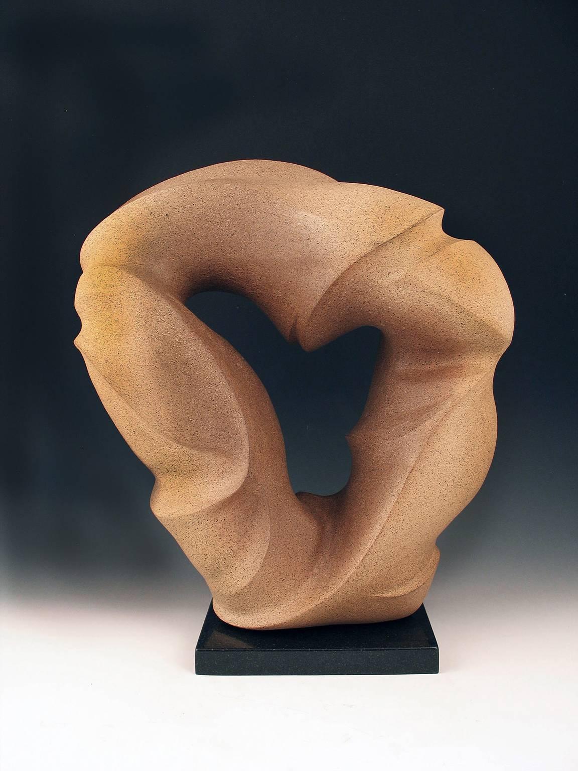 Elaine Lorenz Abstract Sculpture -  “Sandstone Passages”, speckled ceramic, inspired by sandstone and water